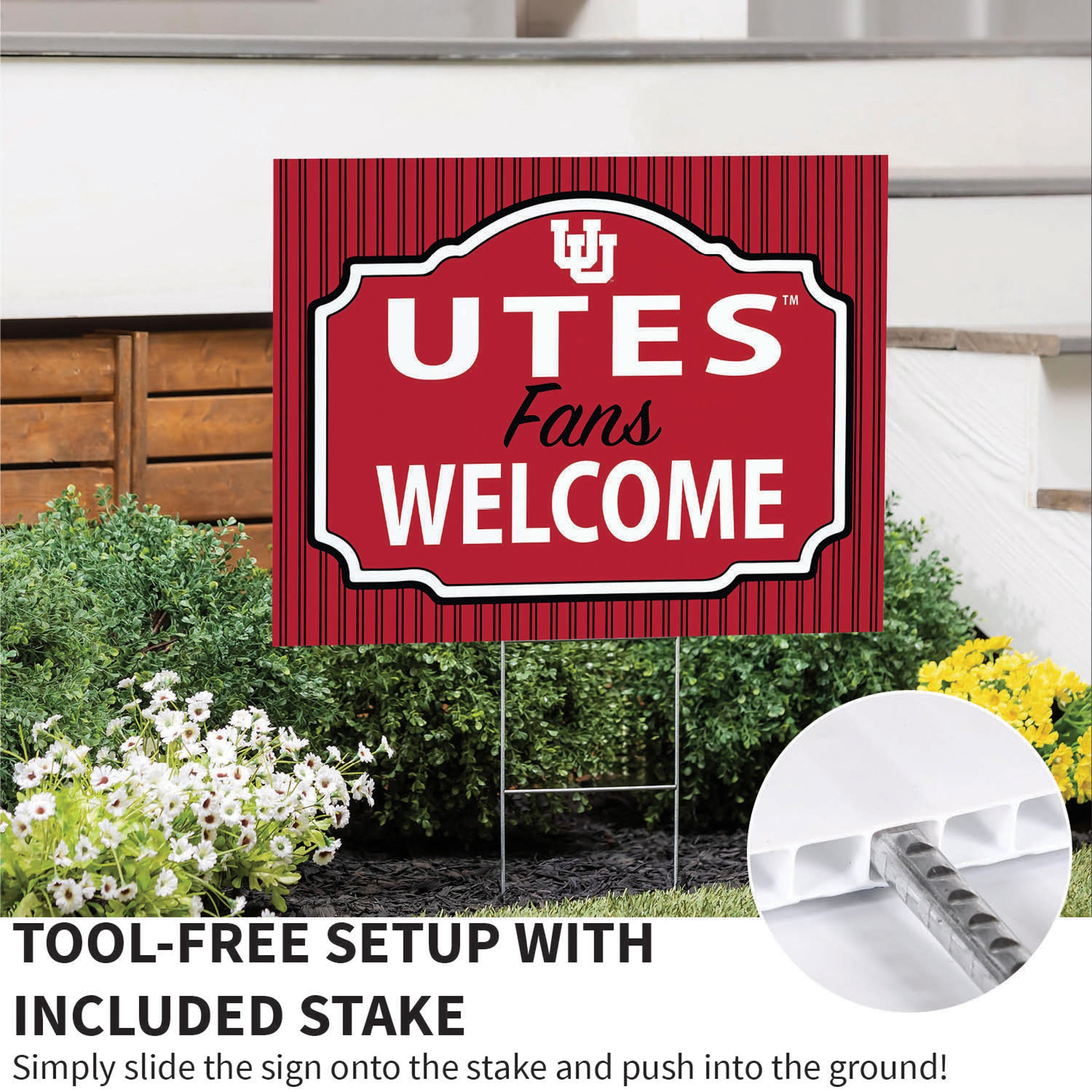 University of Utah Coroplast Yard Sign, "Fans Welcome"