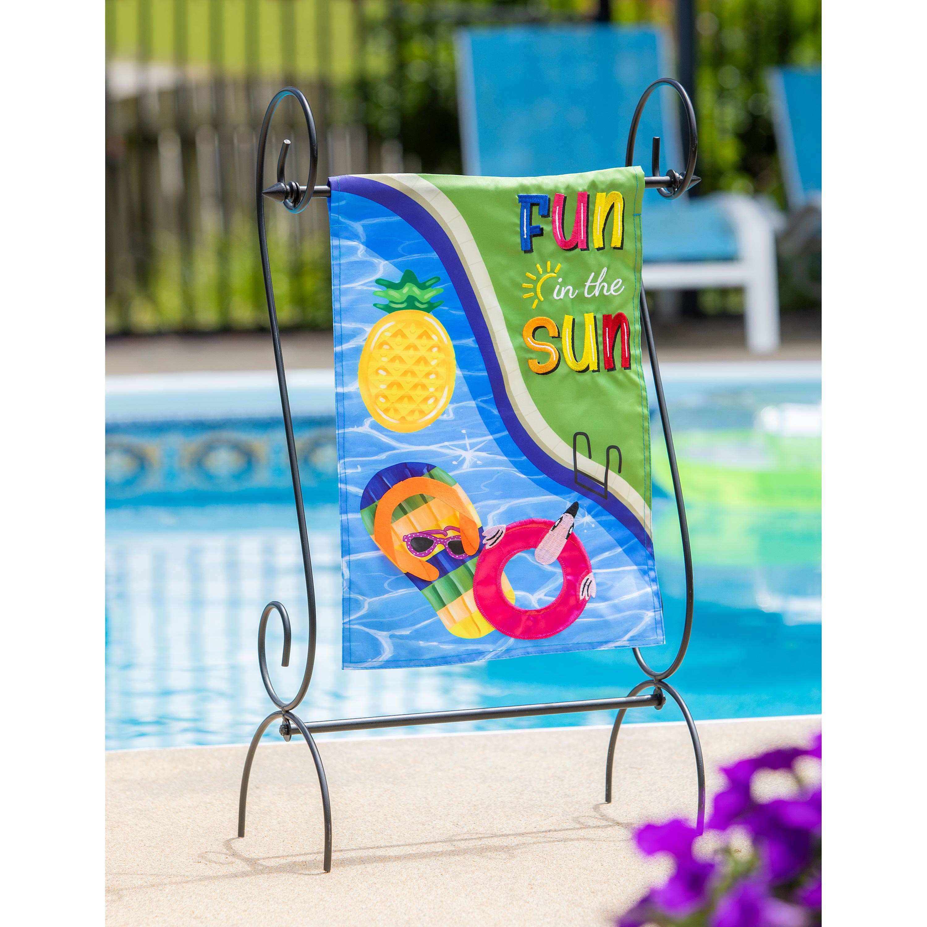 Fun in the Sun Pool Day Applique Garden Flag - Sports Gifts, Sports Memorabilia, Sports Collectibles, Fan Shop