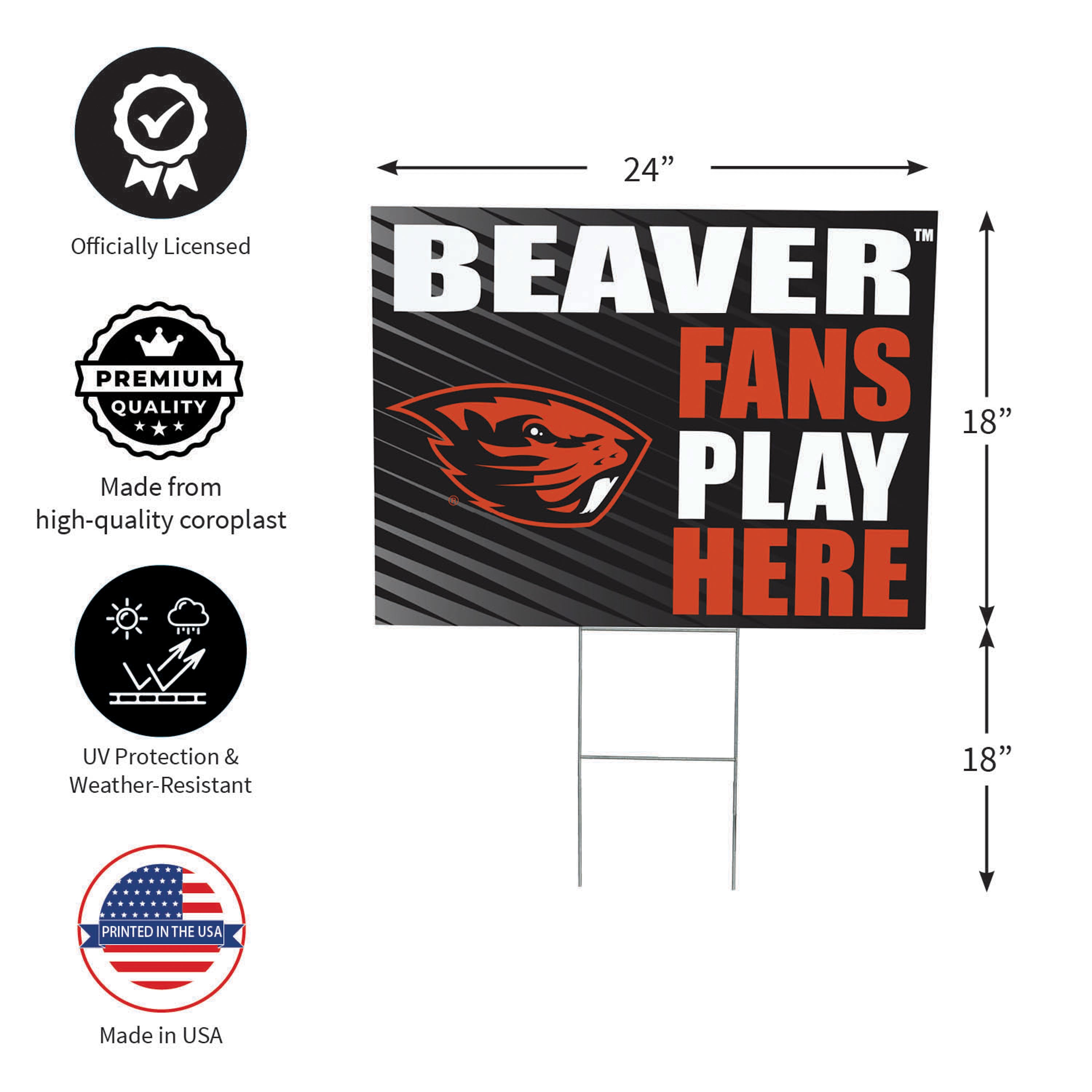 Oregon State University Coroplast Yard Sign "Fans Play Here" - Sports Collectibles, Sports Memorabilia, Sports Fan Shop, Sports Gifts