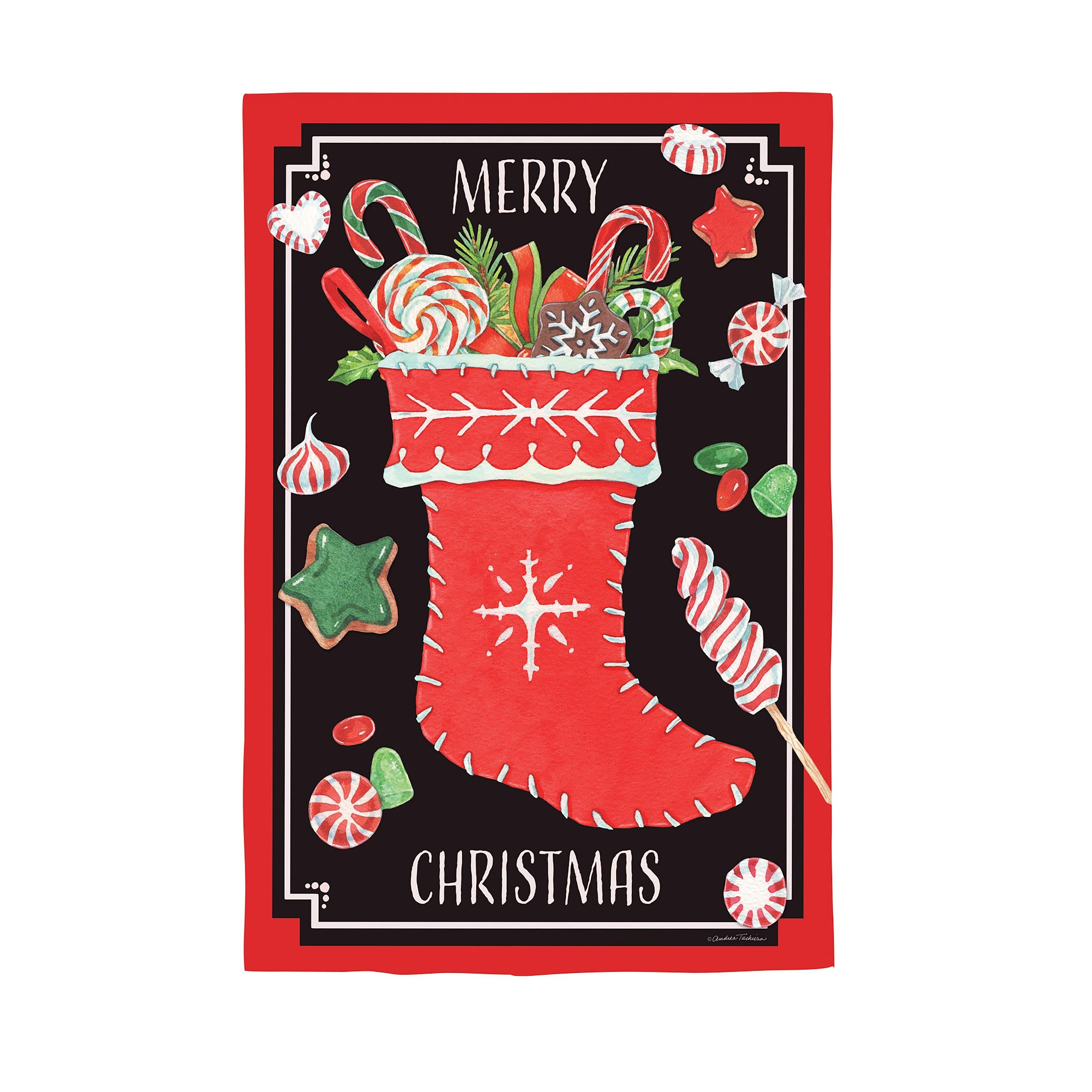 Merry Christmas Stocking Lustre House Flag - Sports Collectibles, Sports Memorabilia, Sports Fan Shop, Sports Gifts