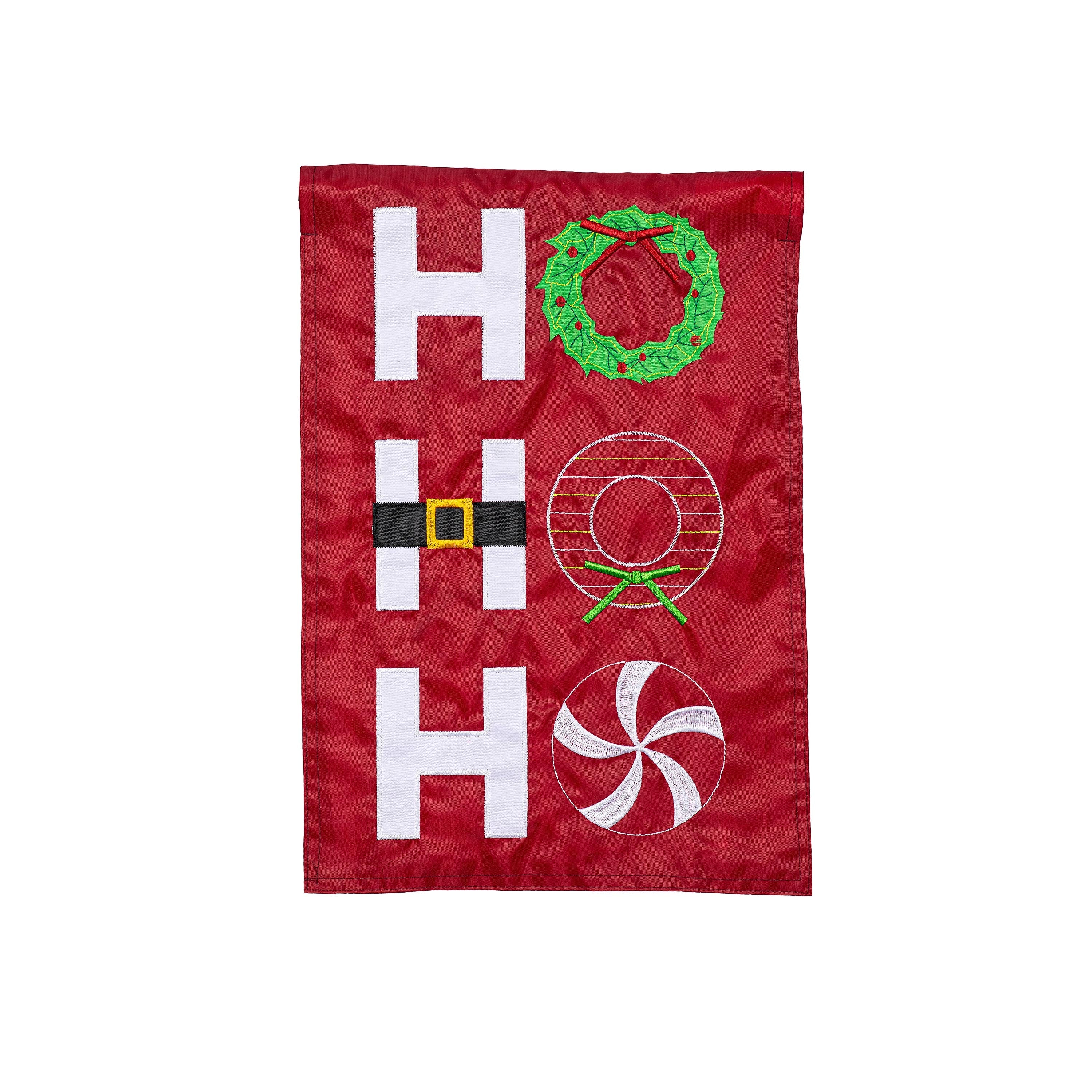 Ho Ho Ho Basic Applique Garden Flag - Sports Collectibles, Sports Memorabilia, Sports Fan Shop, Sports Gifts