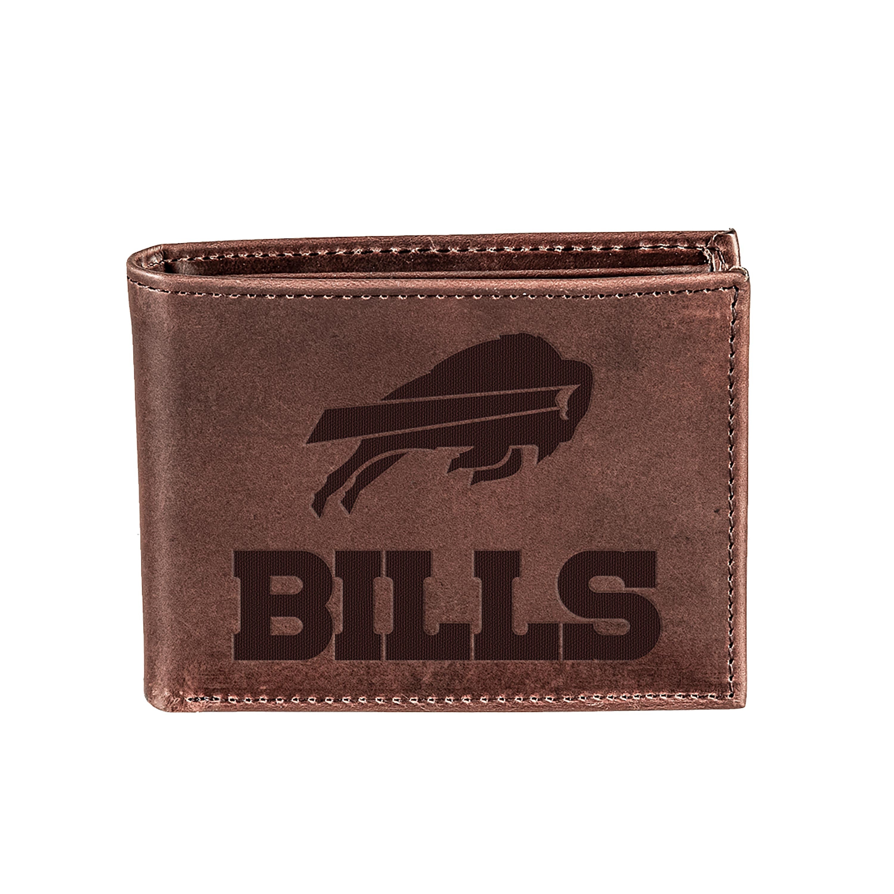 Buffalo Bills, Bi-Fold Wallet, Brown, CH, 100% Genuine Leather - Sports Collectibles, Sports Memorabilia, Sports Fan Shop, Sports Gifts