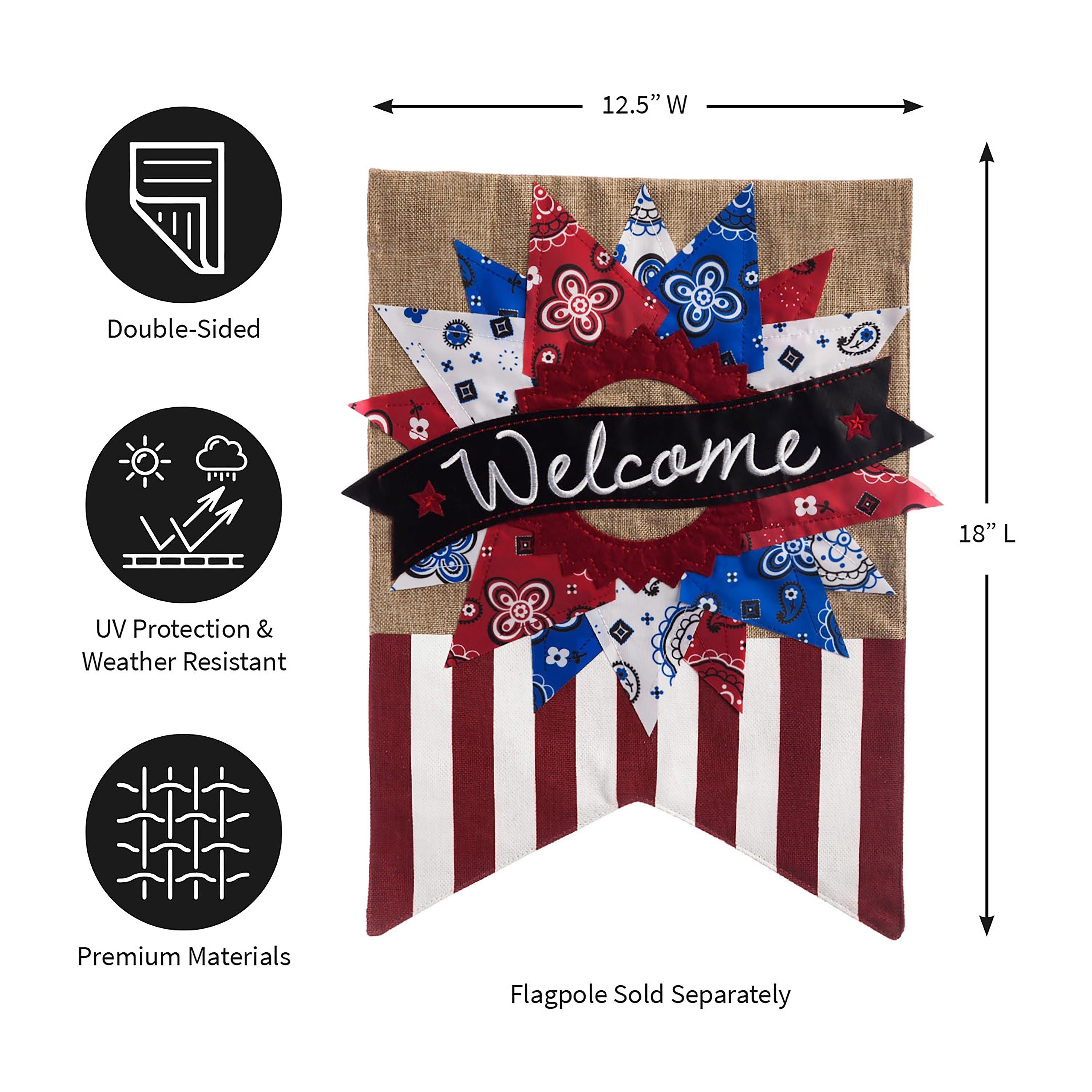 Patriotic Banner Welcome Garden Burlap Flag - Sports Collectibles, Sports Memorabilia, Sports Fan Shop, Sports Gifts