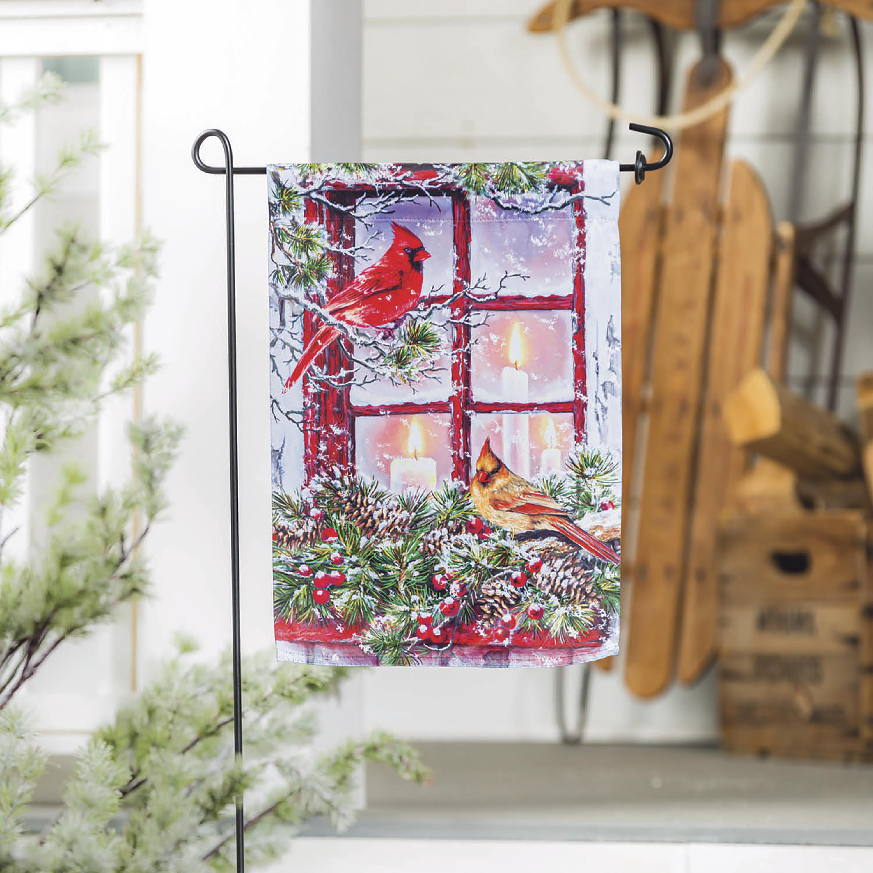 Cardinals in the Window Garden Suede Flag - Sports Collectibles, Sports Memorabilia, Sports Fan Shop, Sports Gifts