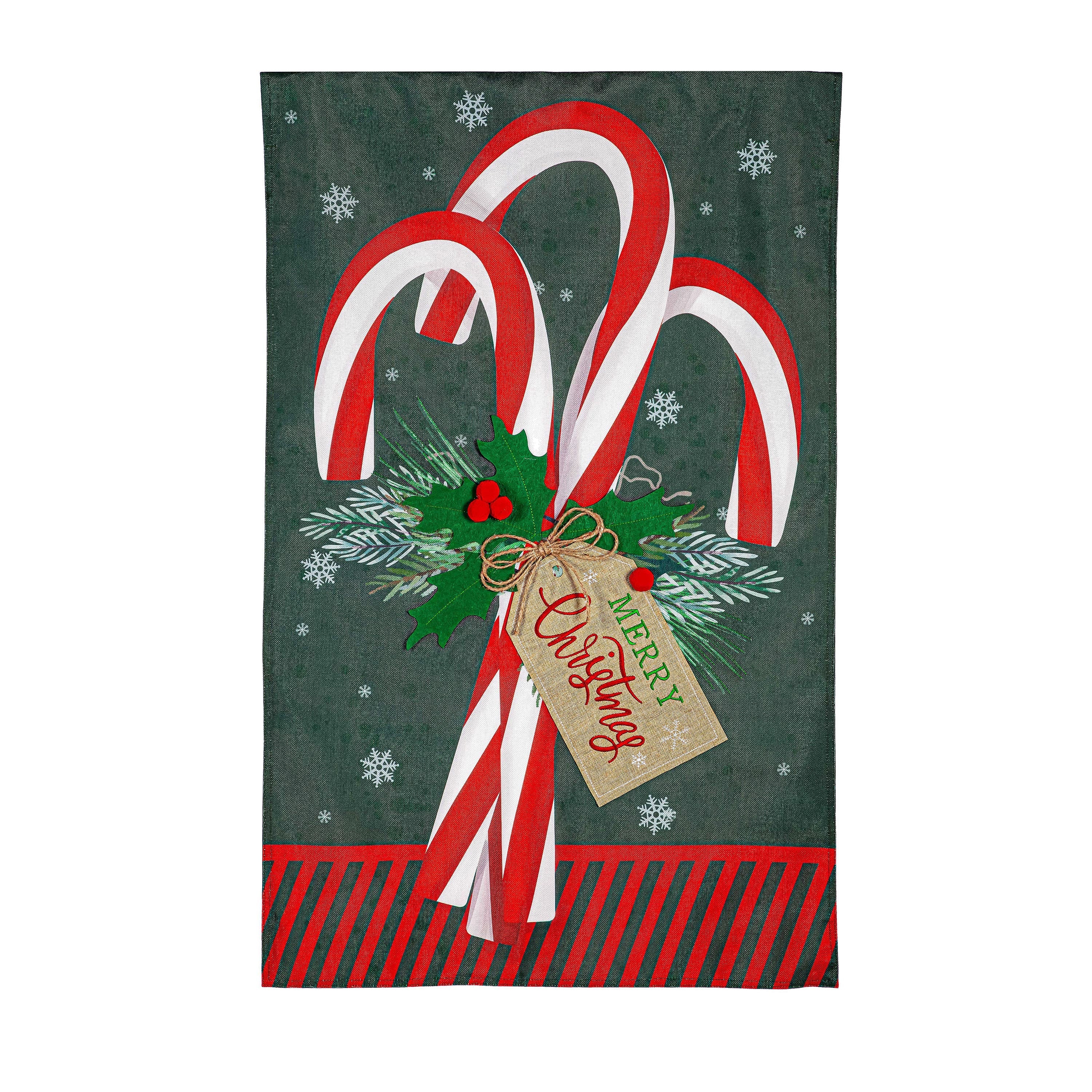 Candy Cane Burlap House Flag - Sports Collectibles, Sports Memorabilia, Sports Fan Shop, Sports Gifts