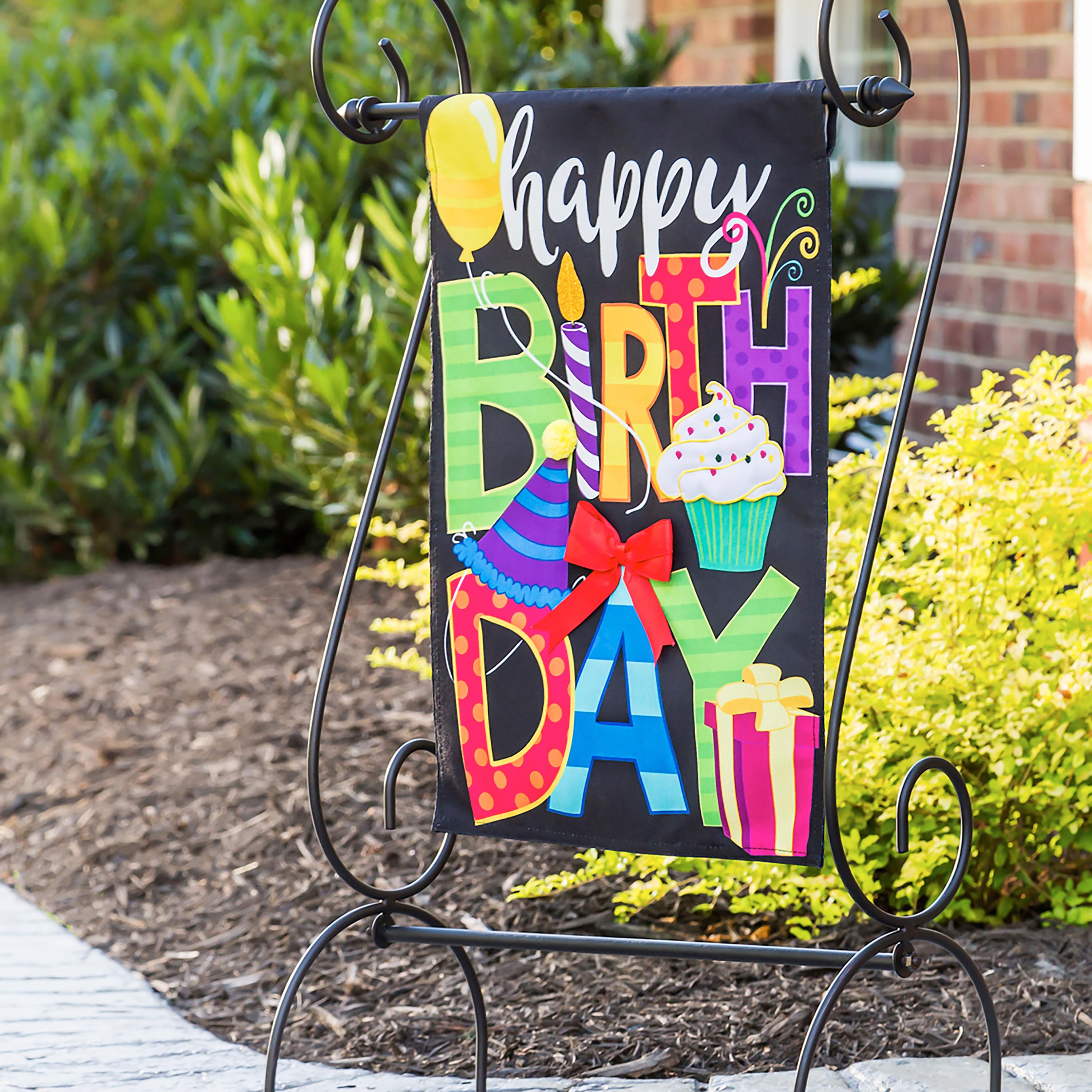 Happy Birthday Garden Linen Flag - Sports Collectibles, Sports Memorabilia, Sports Fan Shop, Sports Gifts