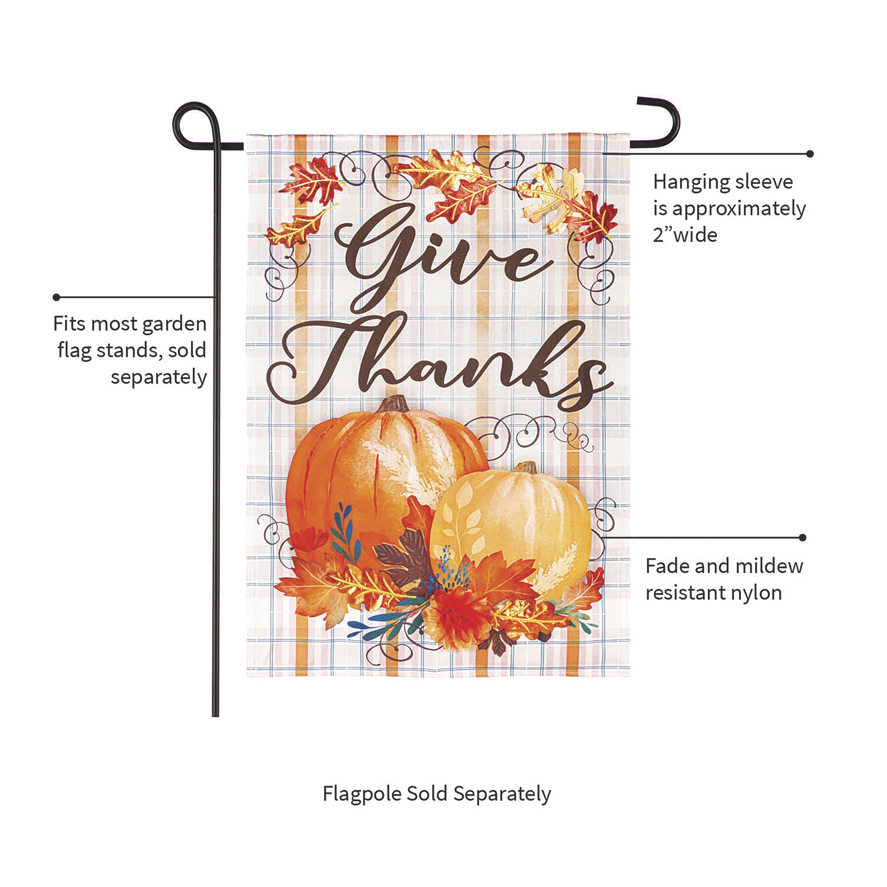 Plaid Pumpkin Greetings Garden Linen Flag - Sports Collectibles, Sports Memorabilia, Sports Fan Shop, Sports Gifts