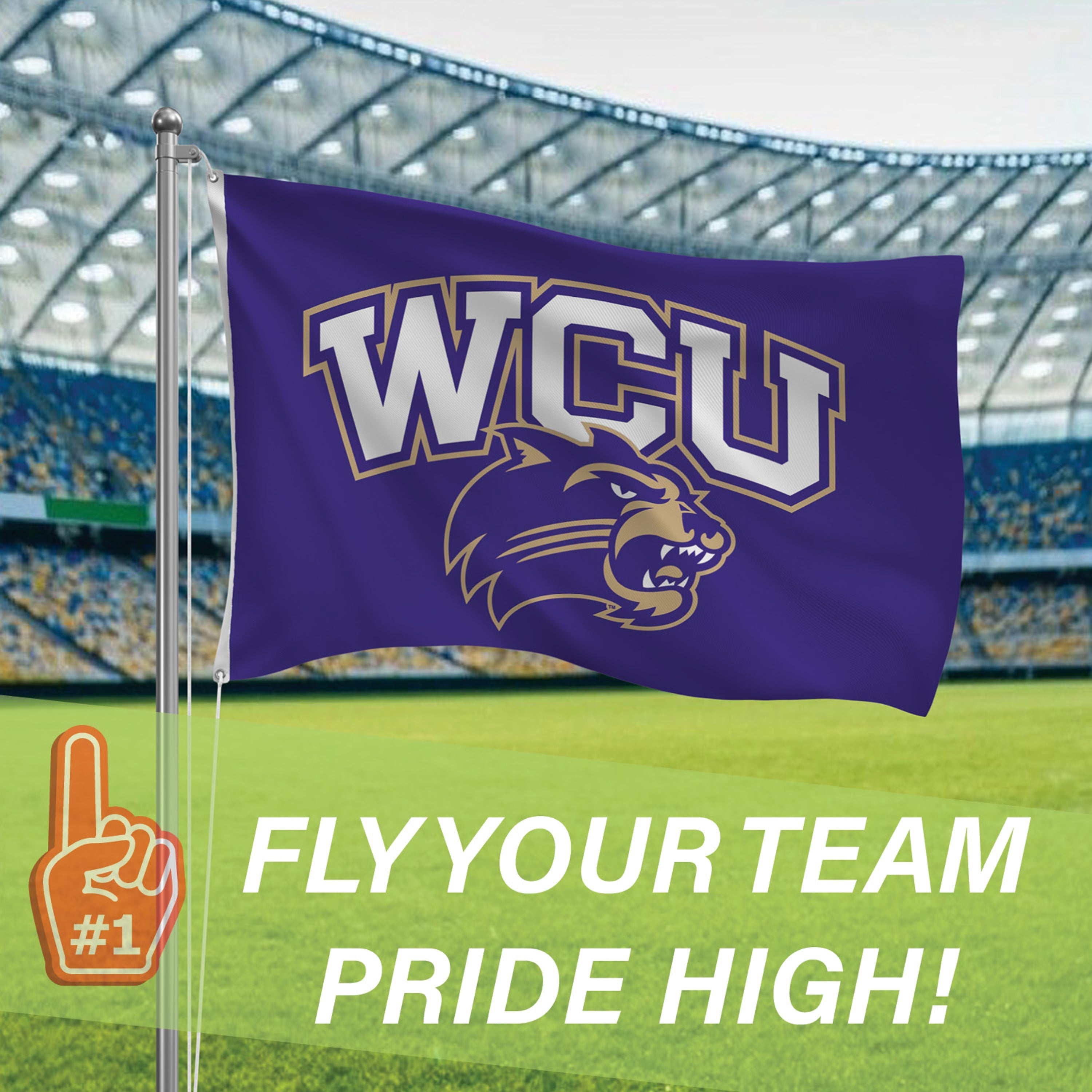 Western Carolina University Single Sided Flag w/ 2 Grommets, 3'x5' - Sports Gifts, Sports Memorabilia, Sports Collectibles, Fan Shop