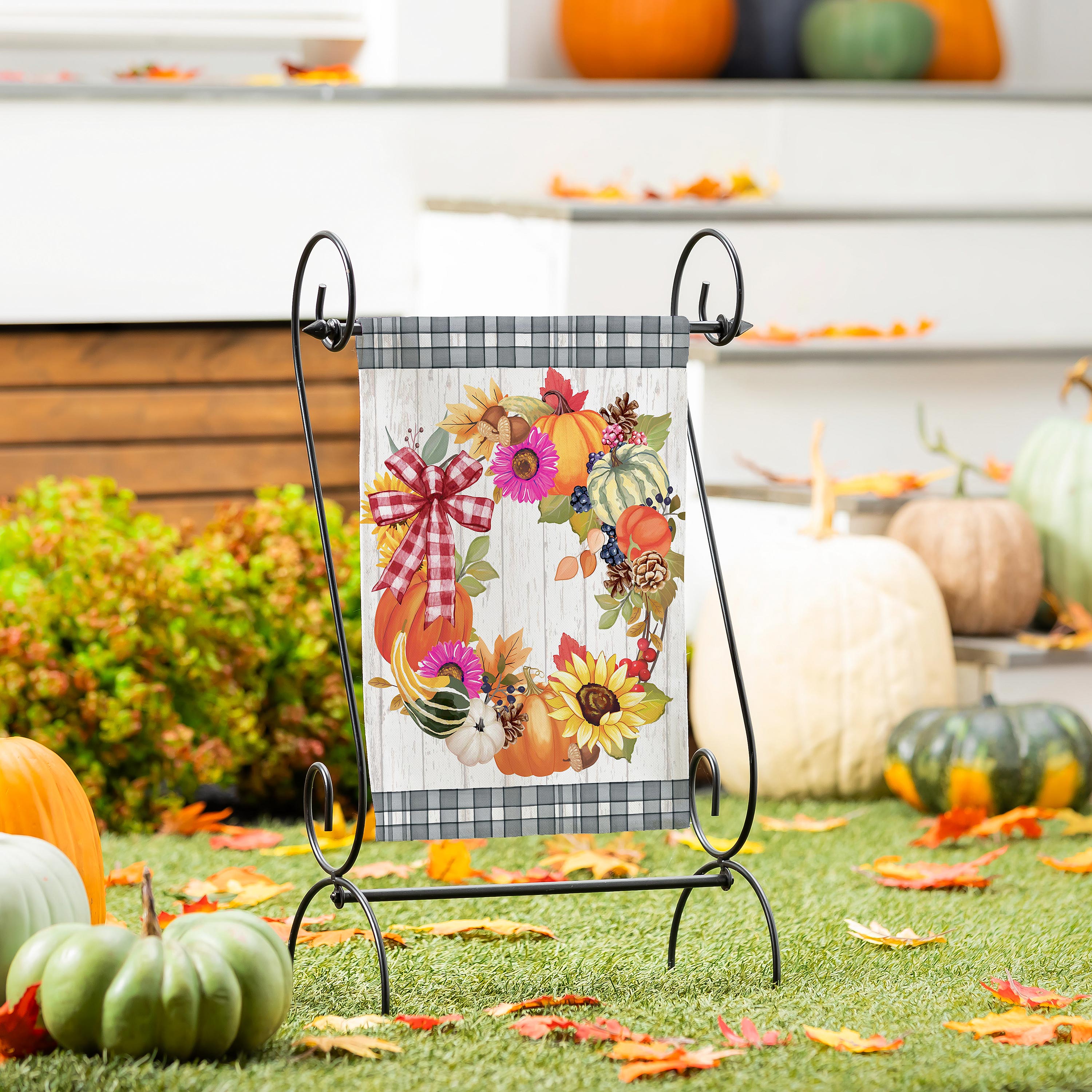 Wreath Of Gourds Applique Garden Flag - Sports Collectibles, Sports Memorabilia, Sports Fan Shop, Sports Gifts