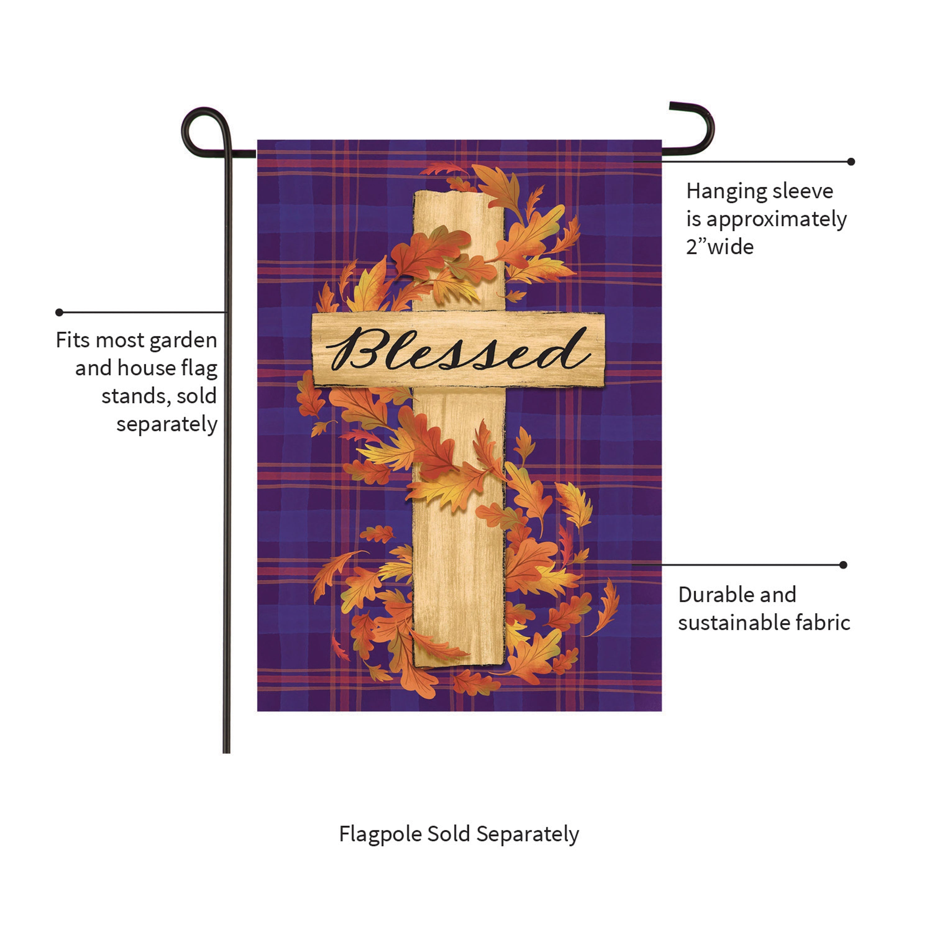Blessed Cross Burlap Garden Flag - Sports Collectibles, Sports Memorabilia, Sports Fan Shop, Sports Gifts
