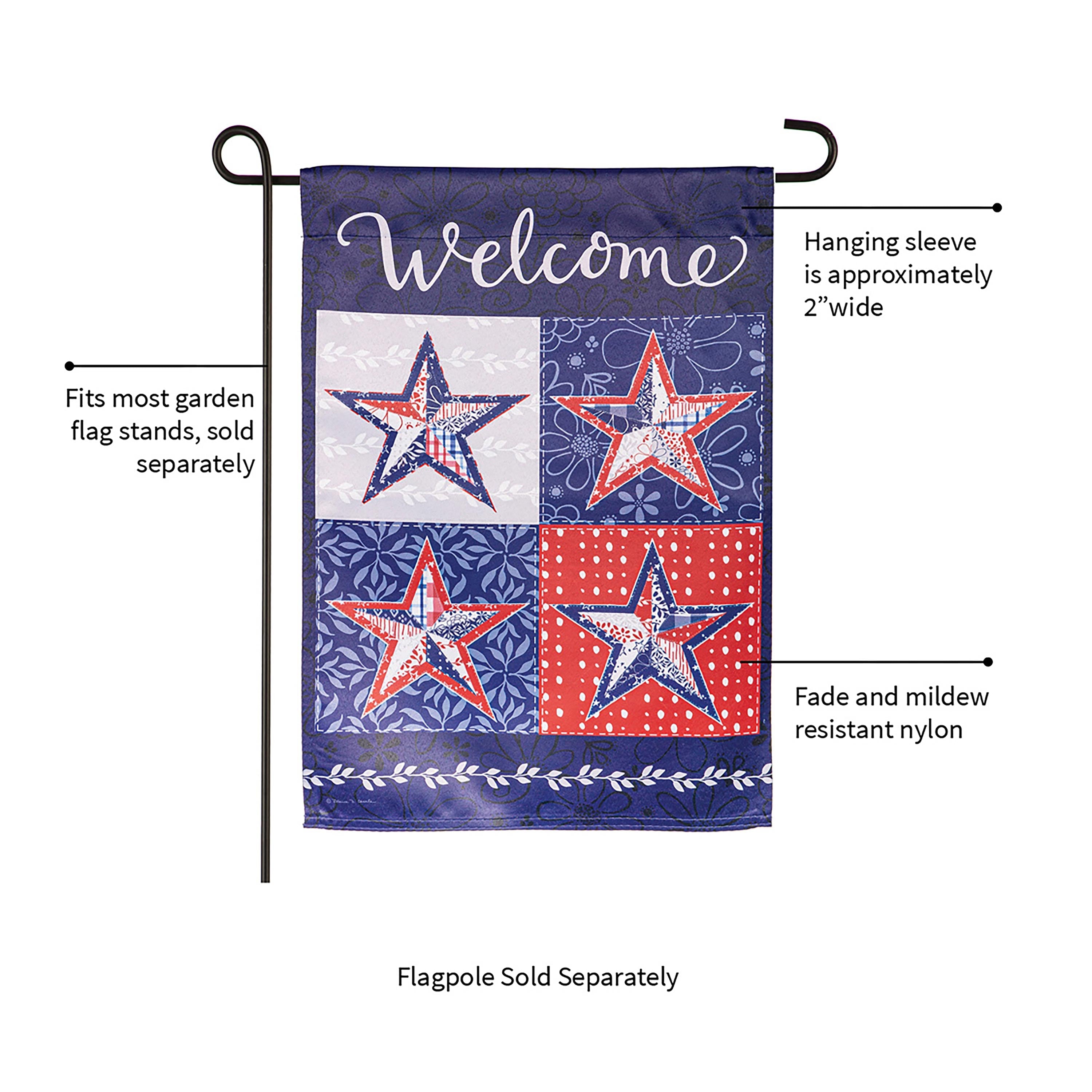 Red, White, and Blue Stars Suede Garden Flag - Sports Collectibles, Sports Memorabilia, Sports Fan Shop, Sports Gifts