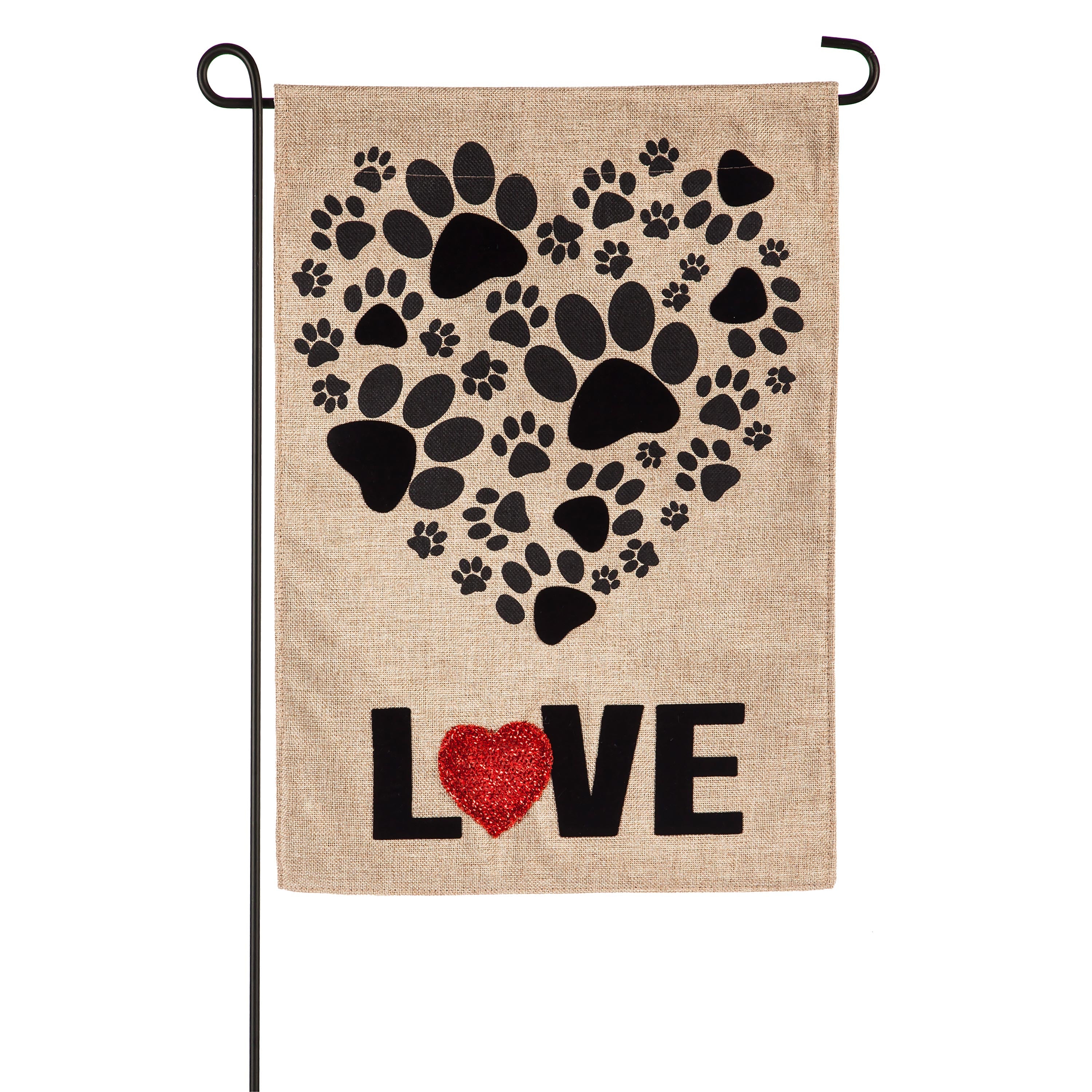 Paw Prints Heart Garden Burlap Flag - Sports Collectibles, Sports Memorabilia, Sports Fan Shop, Sports Gifts