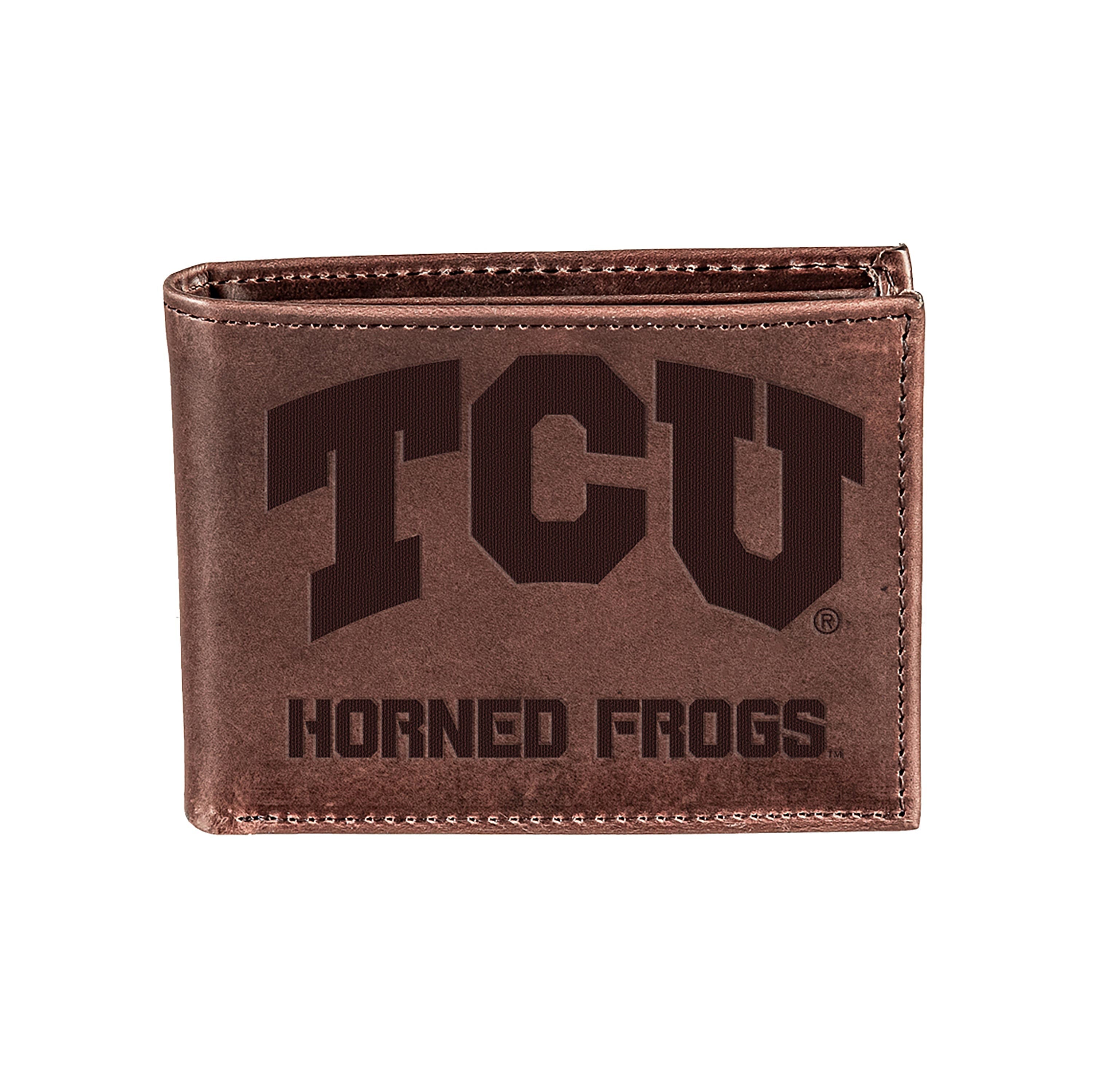 TCU, Bi-Fold Wallet, Brown, CH, 100% Genuine Leather - Sports Collectibles, Sports Memorabilia, Sports Fan Shop, Sports Gifts