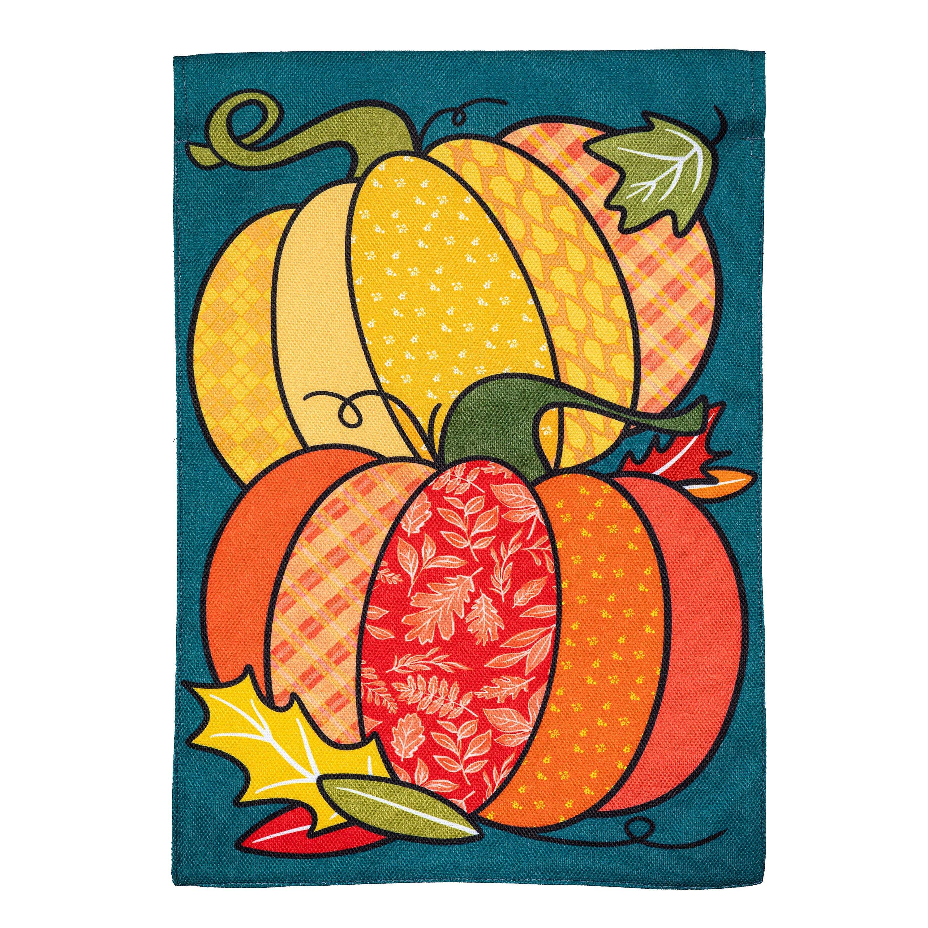 Quilted Pumpkins Burlap Garden Flag - Sports Collectibles, Sports Memorabilia, Sports Fan Shop, Sports Gifts