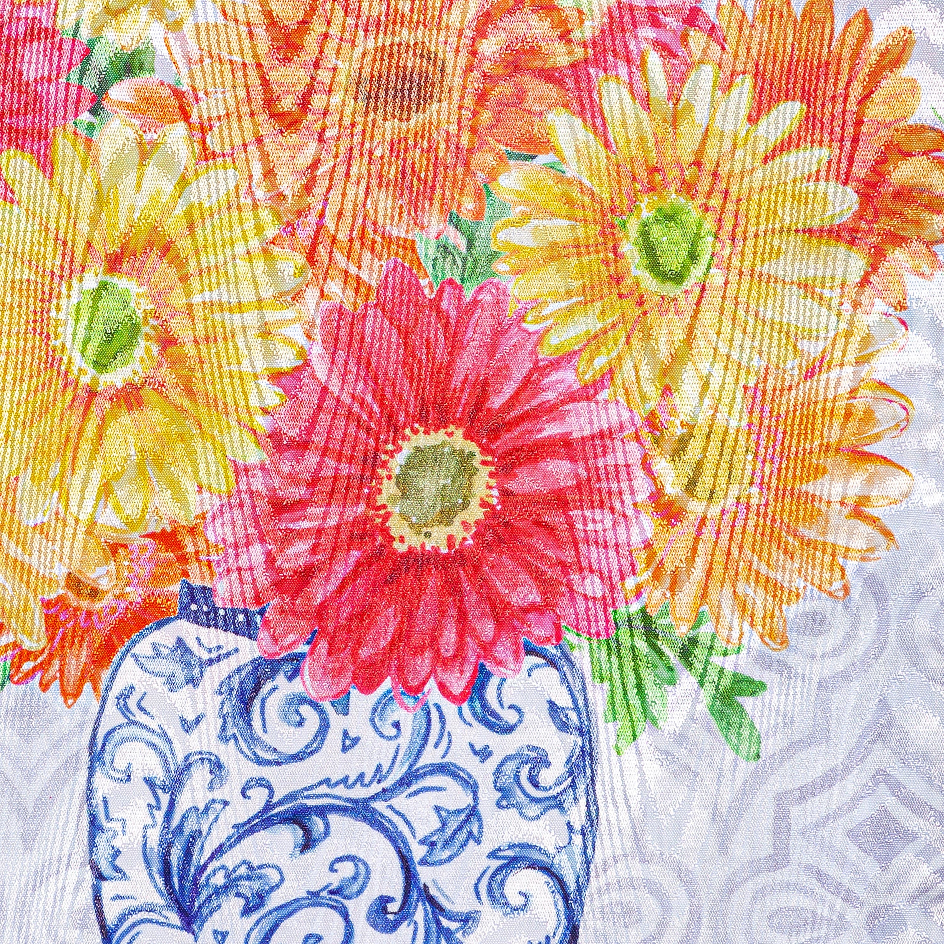 Welcome Gerberas in Vase Moire Garden Flag - Sports Collectibles, Sports Memorabilia, Sports Fan Shop, Sports Gifts