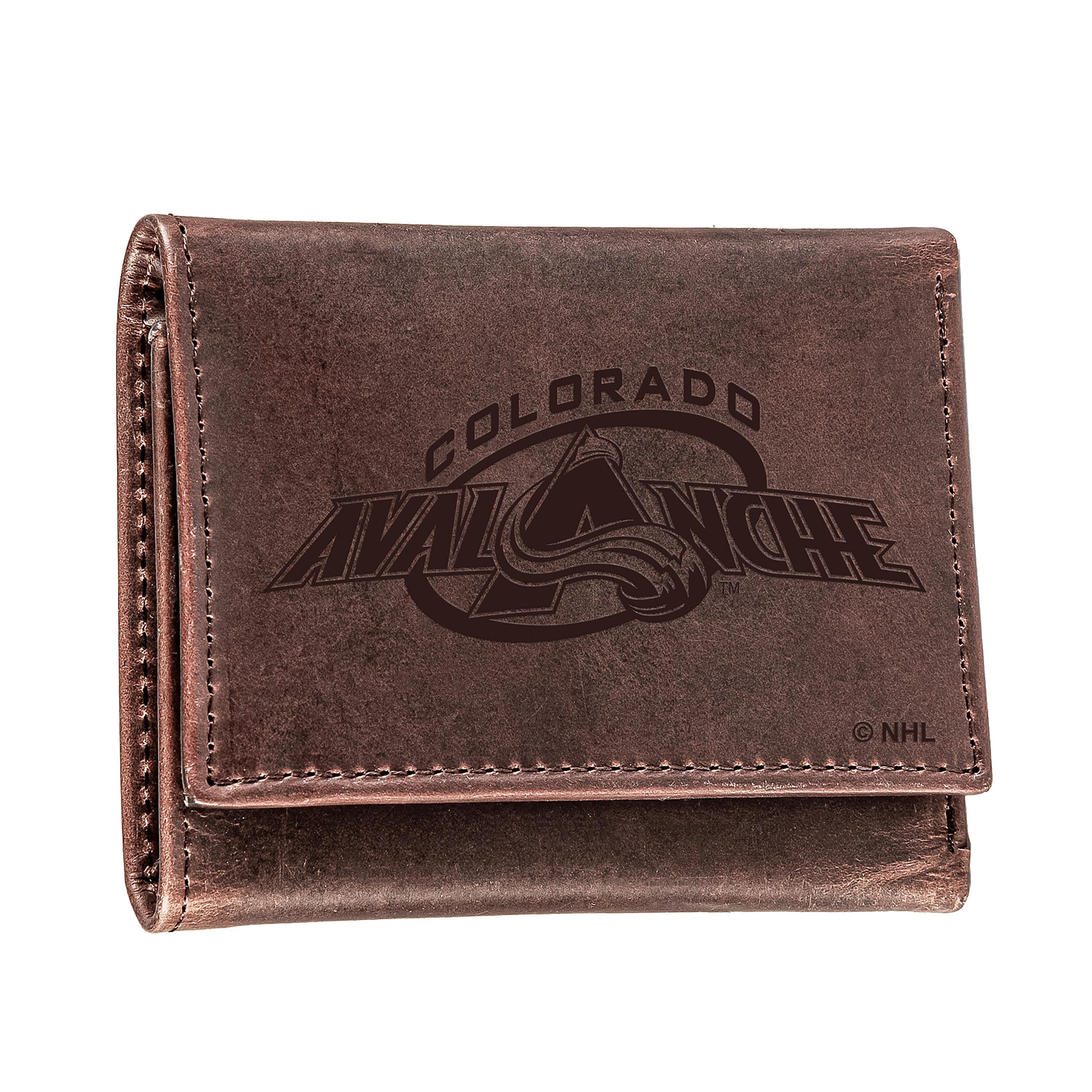 Colorado Avalanche, Tri-Fold Wallet, Brown, CH, 100% Genuine Leather - Sports Collectibles, Sports Memorabilia, Sports Fan Shop, Sports Gifts