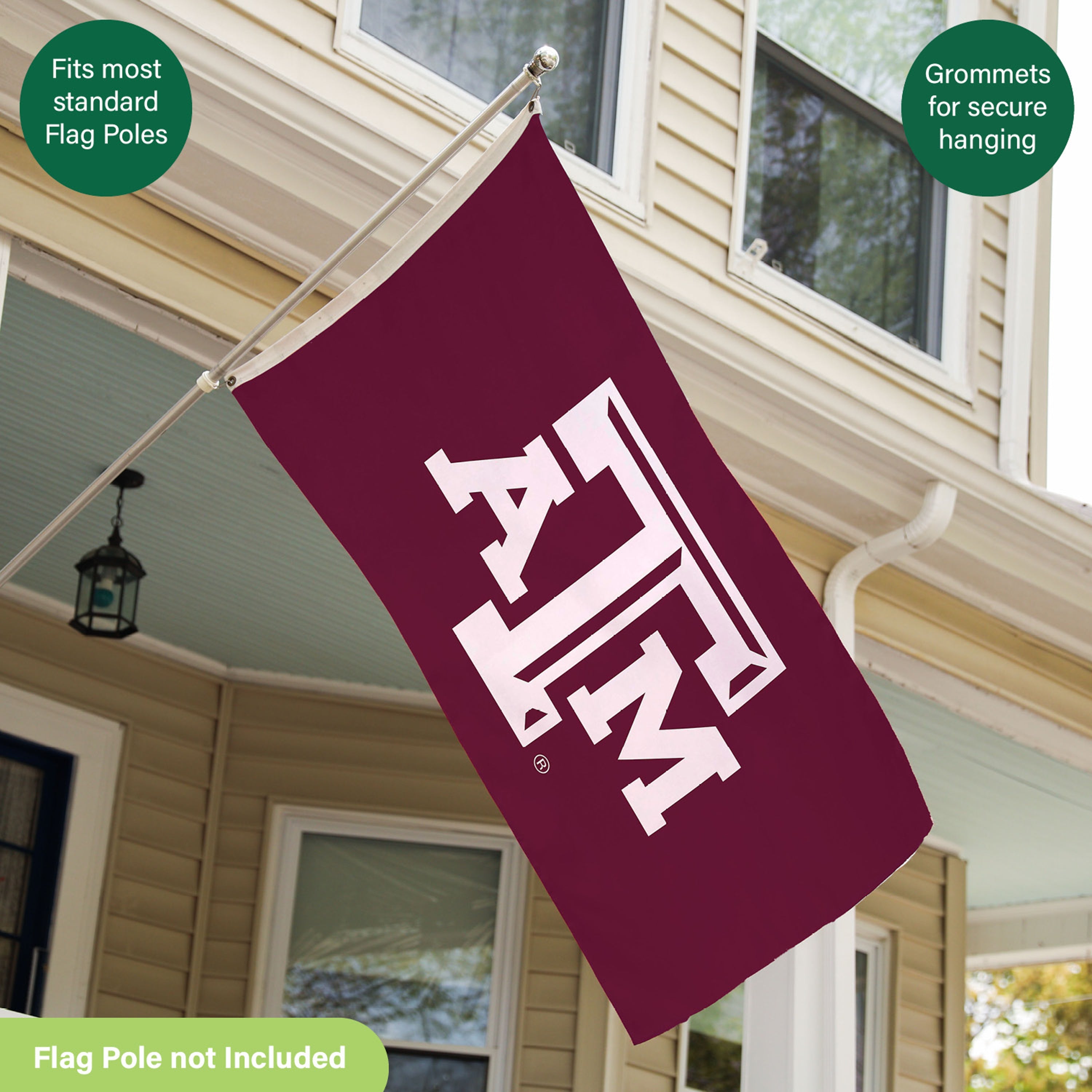 Texas A&M Single Sided Estate Flag with 2 Grommets, 3'x5' - Sports Gifts, Sports Memorabilia, Sports Collectibles, Fan Shop
