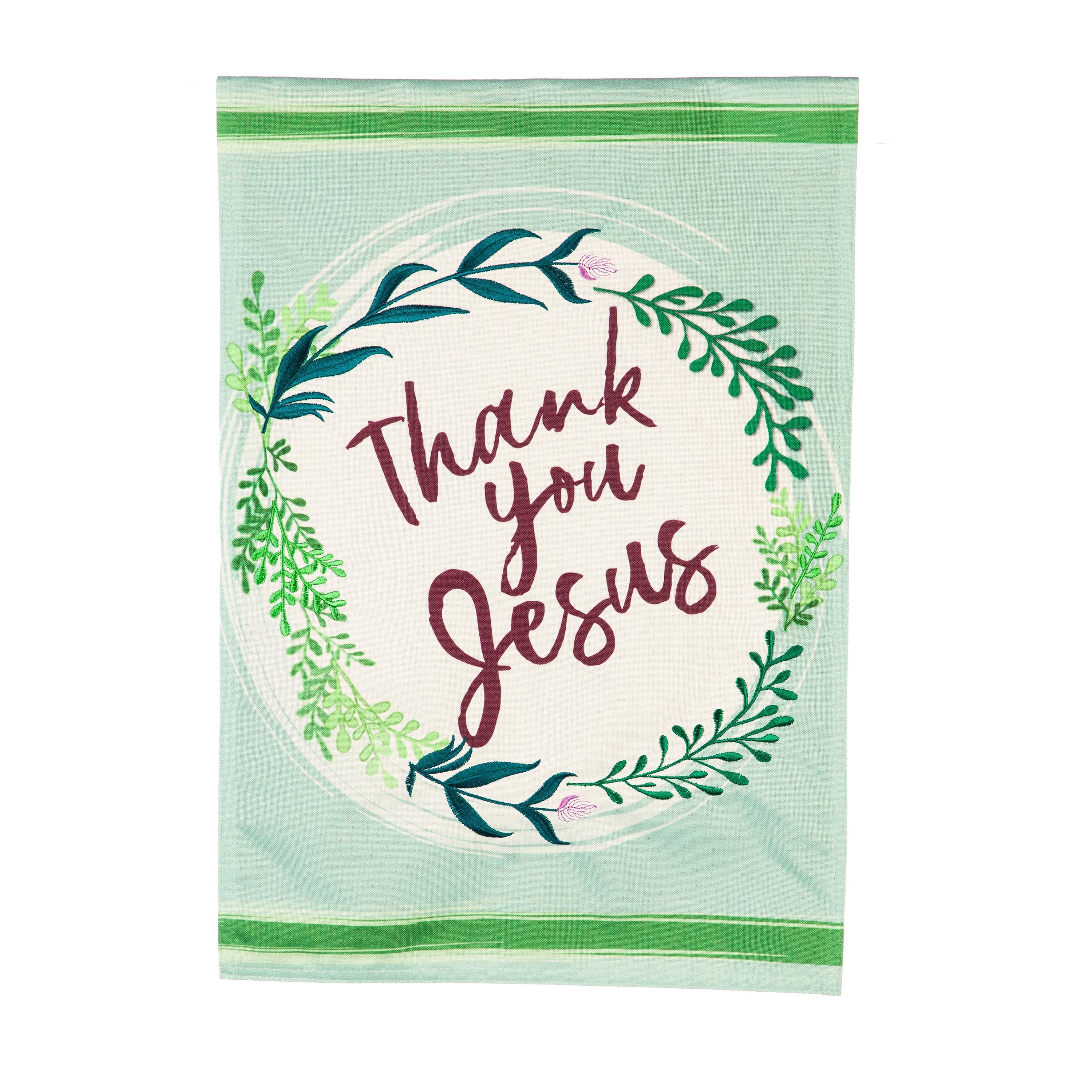 Thank You Jesus Garden Linen Flag - Sports Collectibles, Sports Memorabilia, Sports Fan Shop, Sports Gifts
