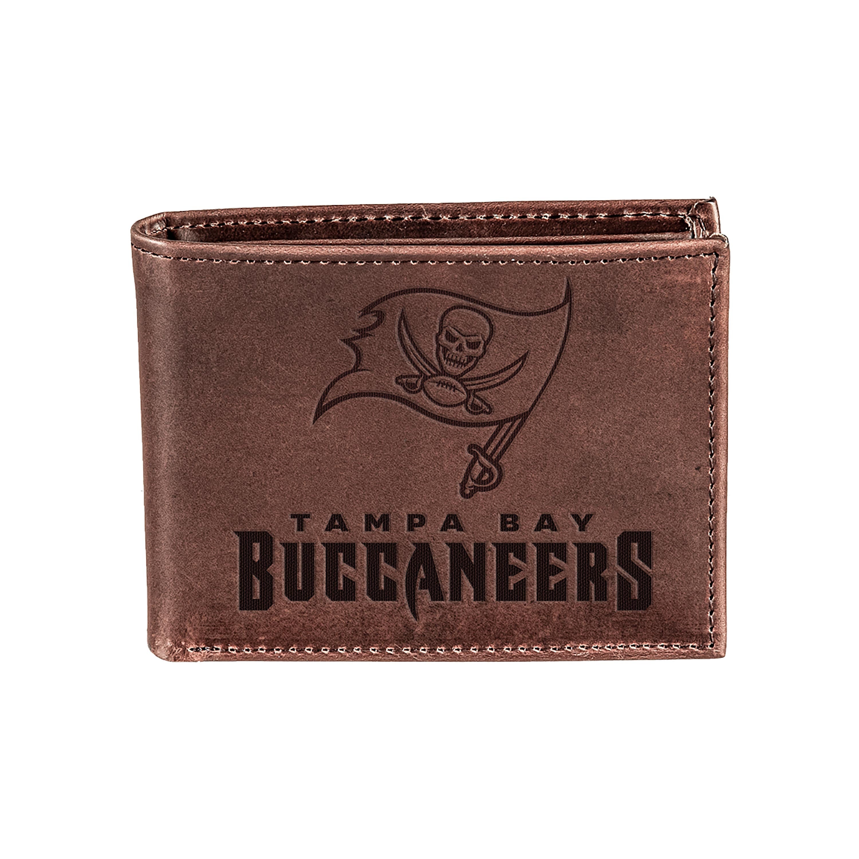 Tampa Bay Buccaneers, Bi-Fold Wallet, Brown, CH, 100% Genuine Leather - Sports Collectibles, Sports Memorabilia, Sports Fan Shop, Sports Gifts