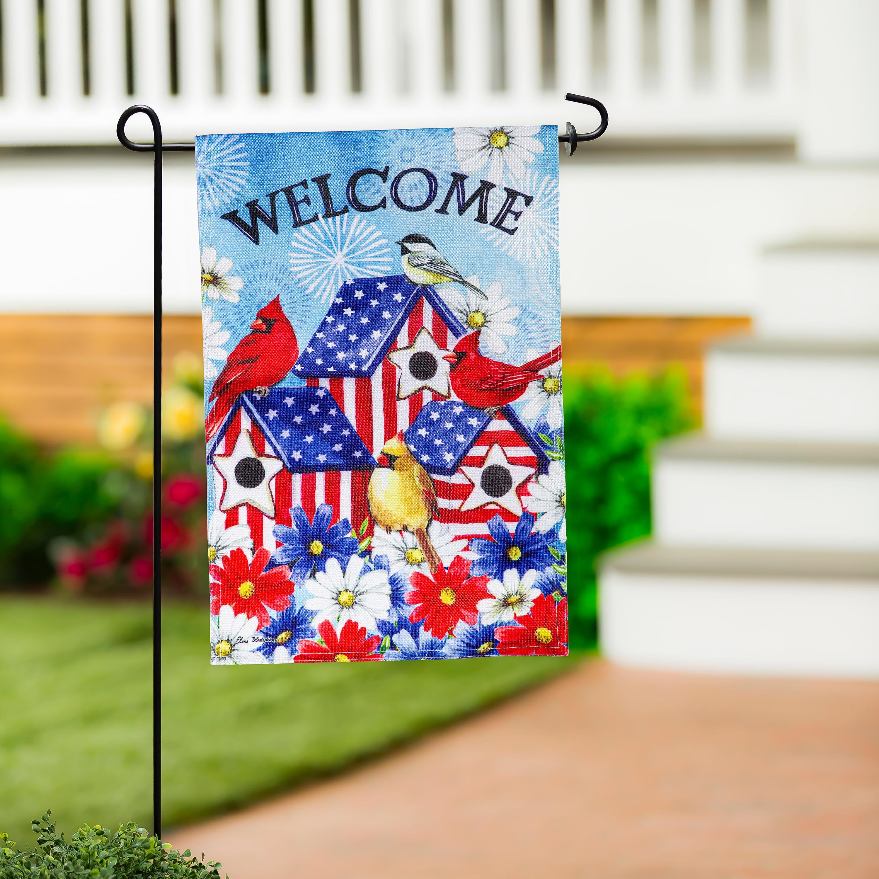 Patriotic Birdhouse Burlap Garden Flag - Sports Collectibles, Sports Memorabilia, Sports Fan Shop, Sports Gifts