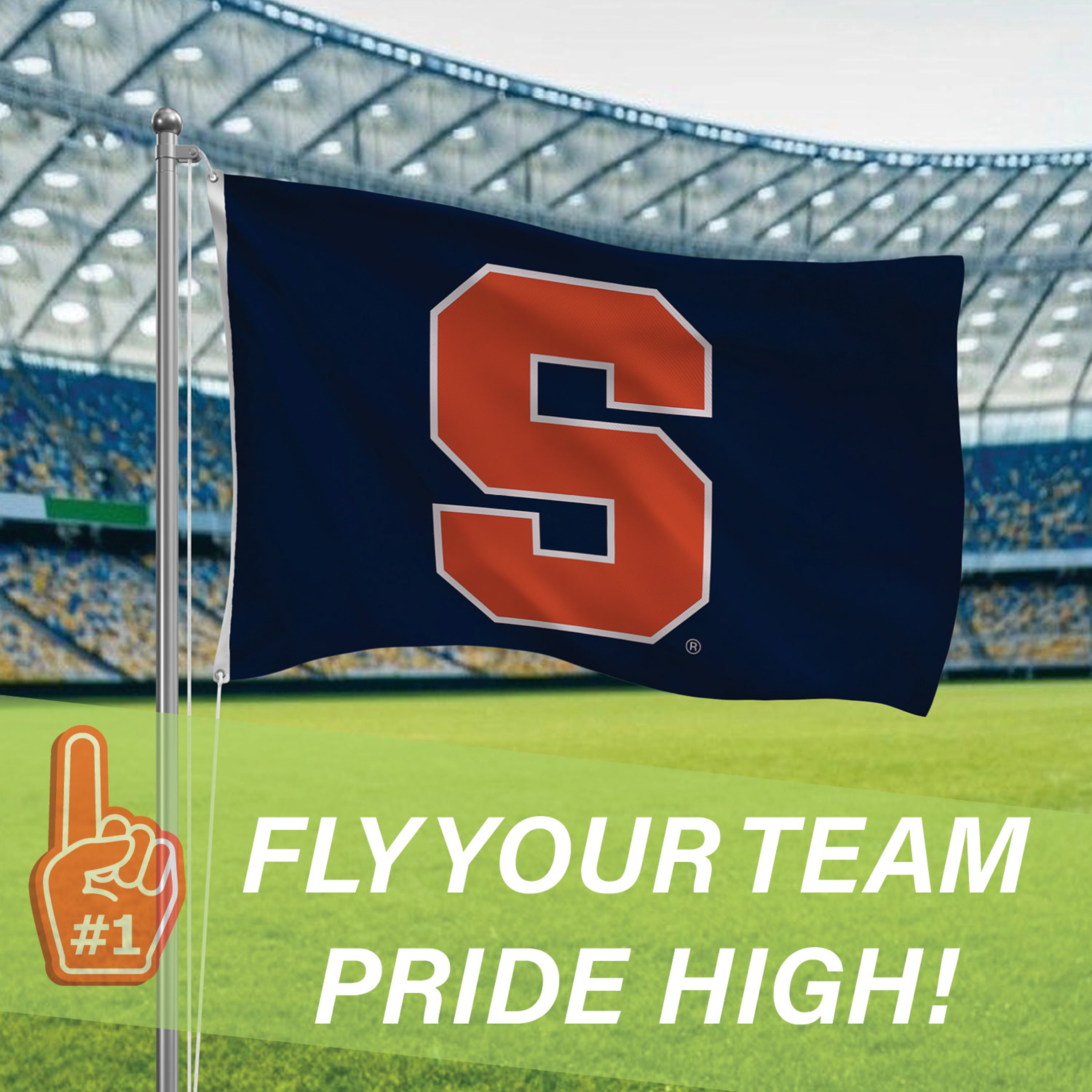 Syracuse University Single Sided Estate Flag with 2 Grommets, 3'x5' - Sports Gifts, Sports Memorabilia, Sports Collectibles, Fan Shop