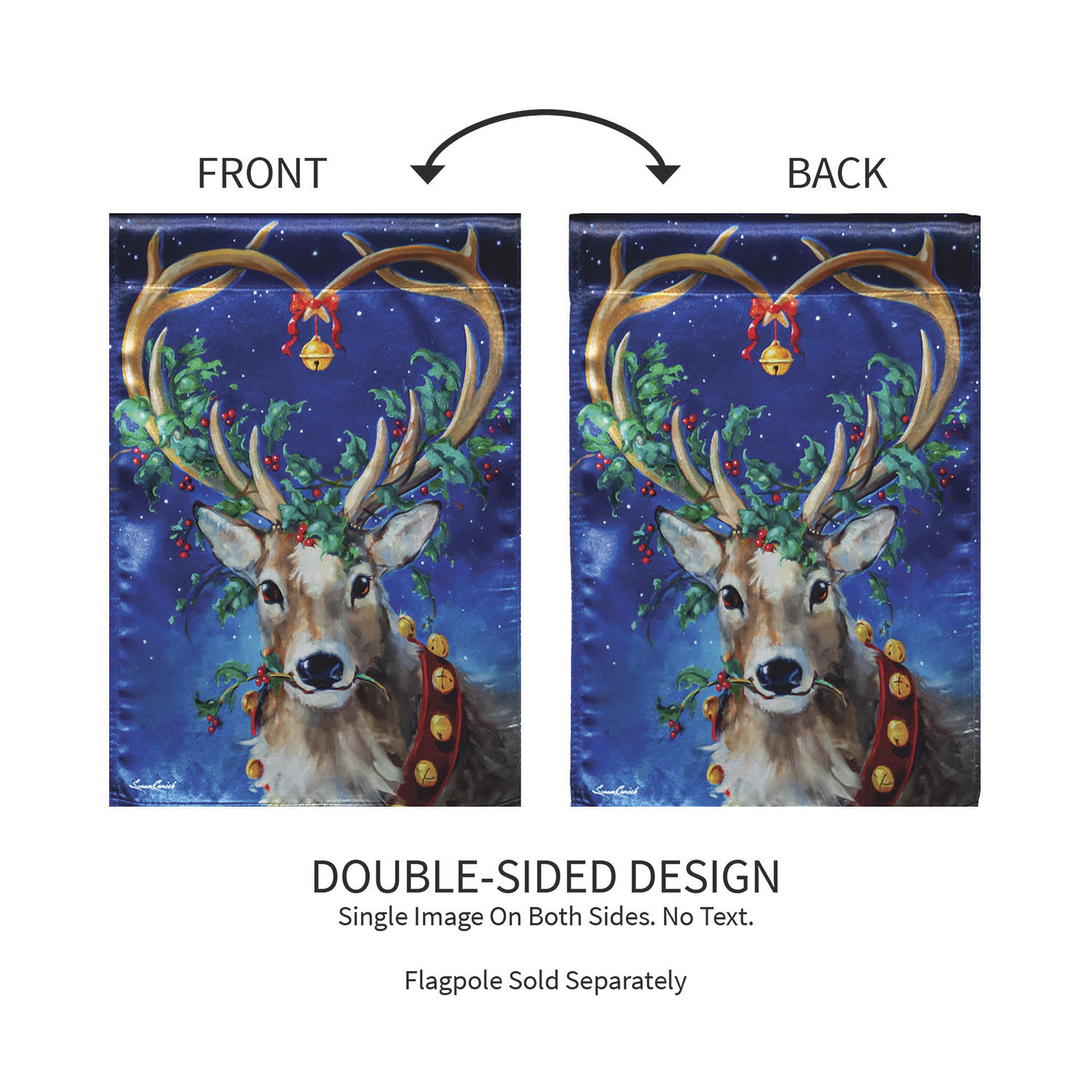 Santa's Reindeer Lustre Garden Flag - Sports Collectibles, Sports Memorabilia, Sports Fan Shop, Sports Gifts