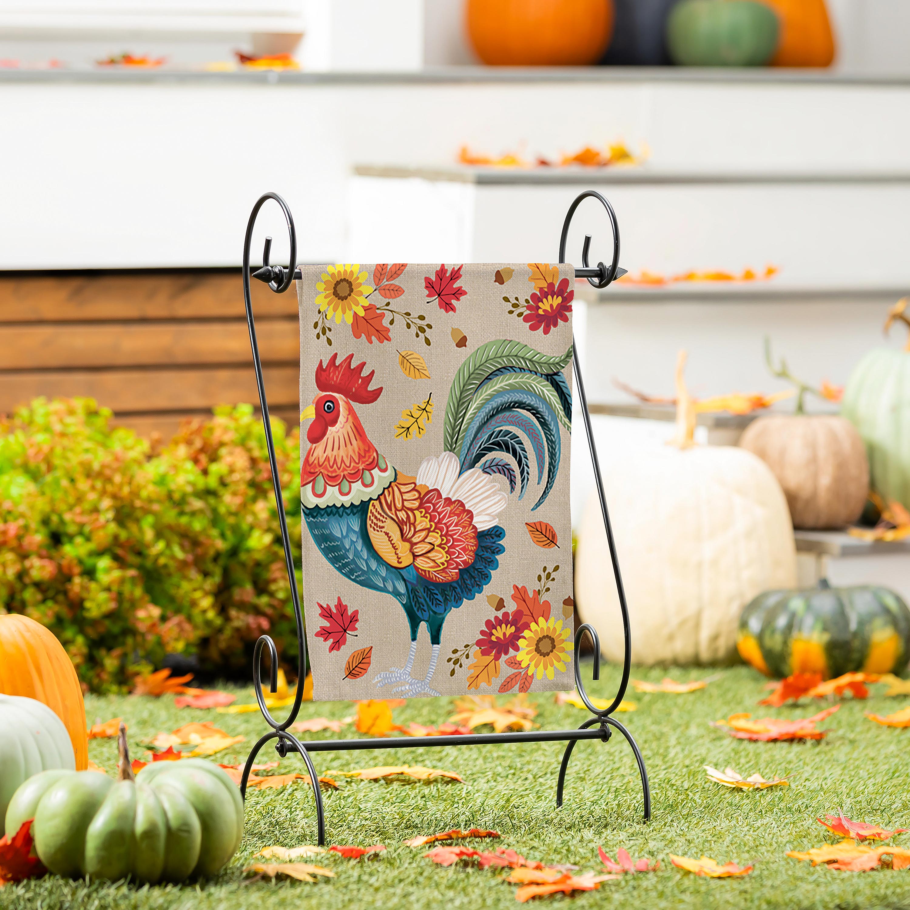 Harvest Rooster Burlap Garden Flag - Sports Collectibles, Sports Memorabilia, Sports Fan Shop, Sports Gifts