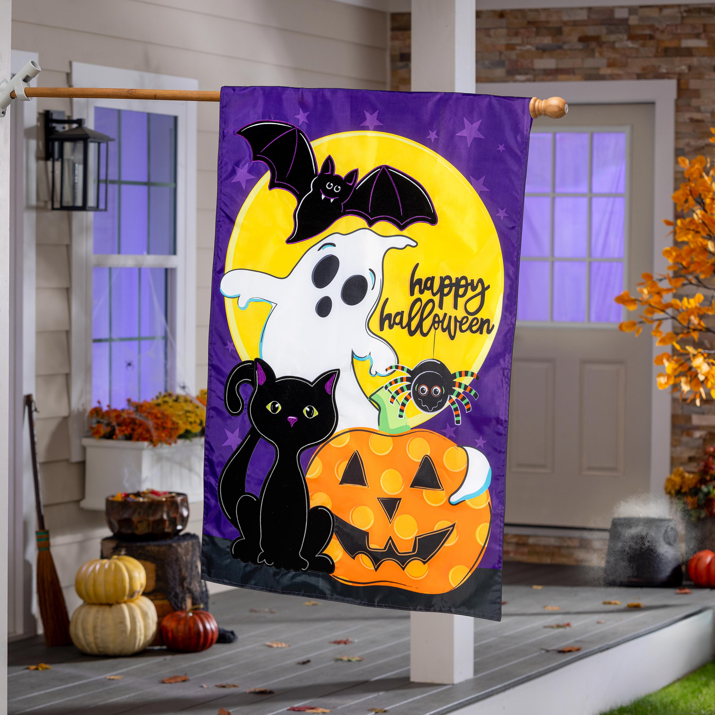Halloween Friends Applique House Flag - Sports Gifts, Sports Memorabilia, Sports Collectibles, Fan Shop