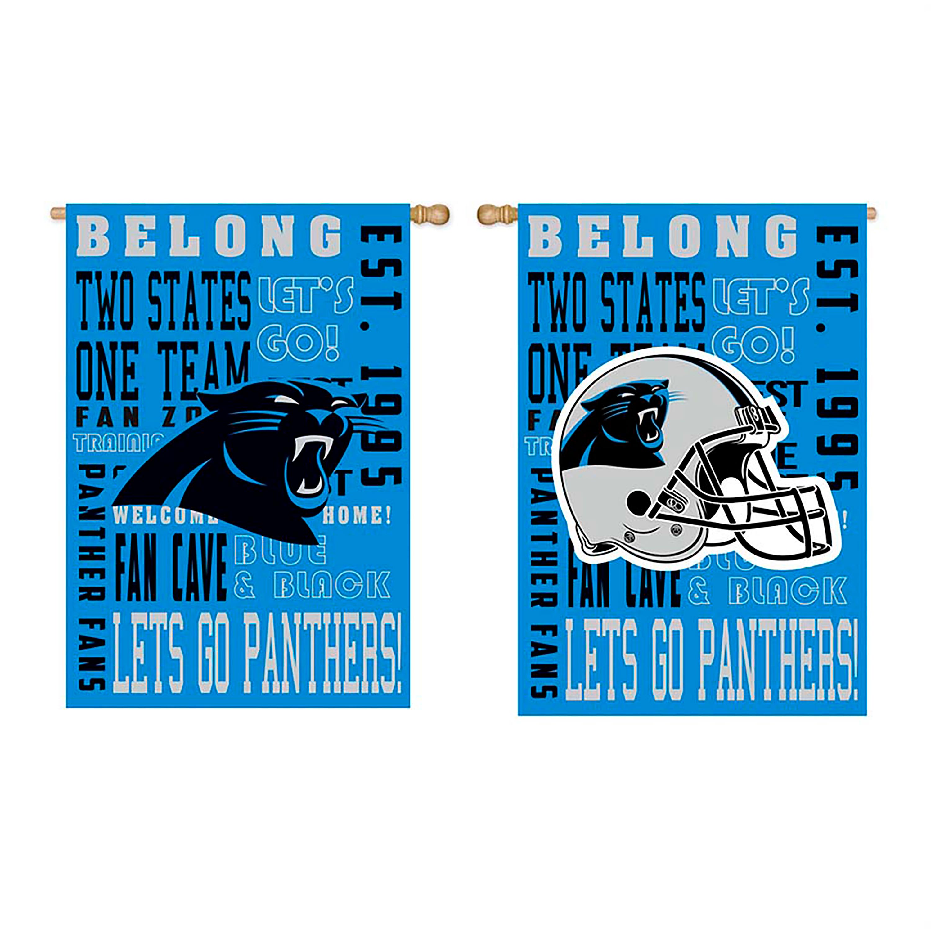 Double-Sided Fan Rules NFL Team Pride Sueded House Flag, Carolina Panthers - Sports Collectibles, Sports Memorabilia, Sports Fan Shop, Sports Gifts