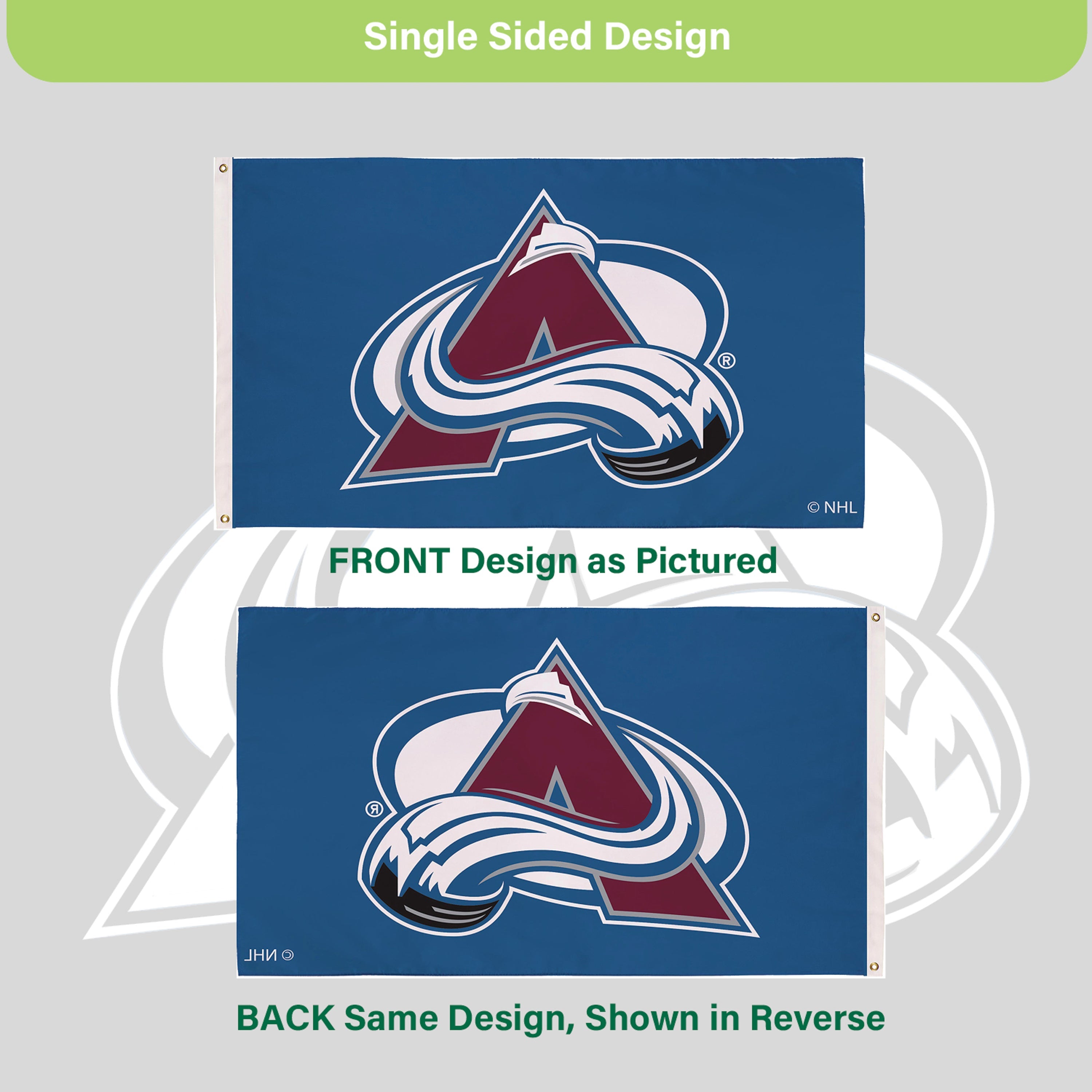 3'x5' Single Sided Flag w/ 2 Grommets, Colorado Avalanche - Sports Gifts, Sports Memorabilia, Sports Collectibles, Fan Shop