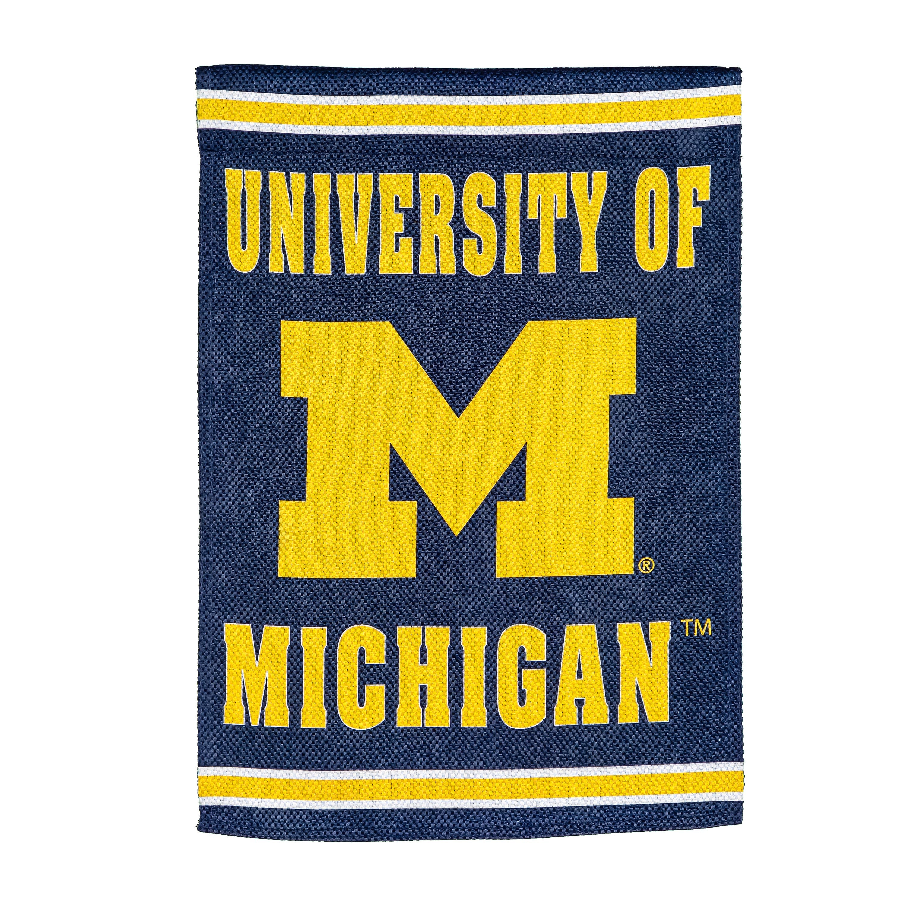 Embossed Suede Flag, House Size, University Of Michigan - Sports Collectibles, Sports Memorabilia, Sports Fan Shop, Sports Gifts