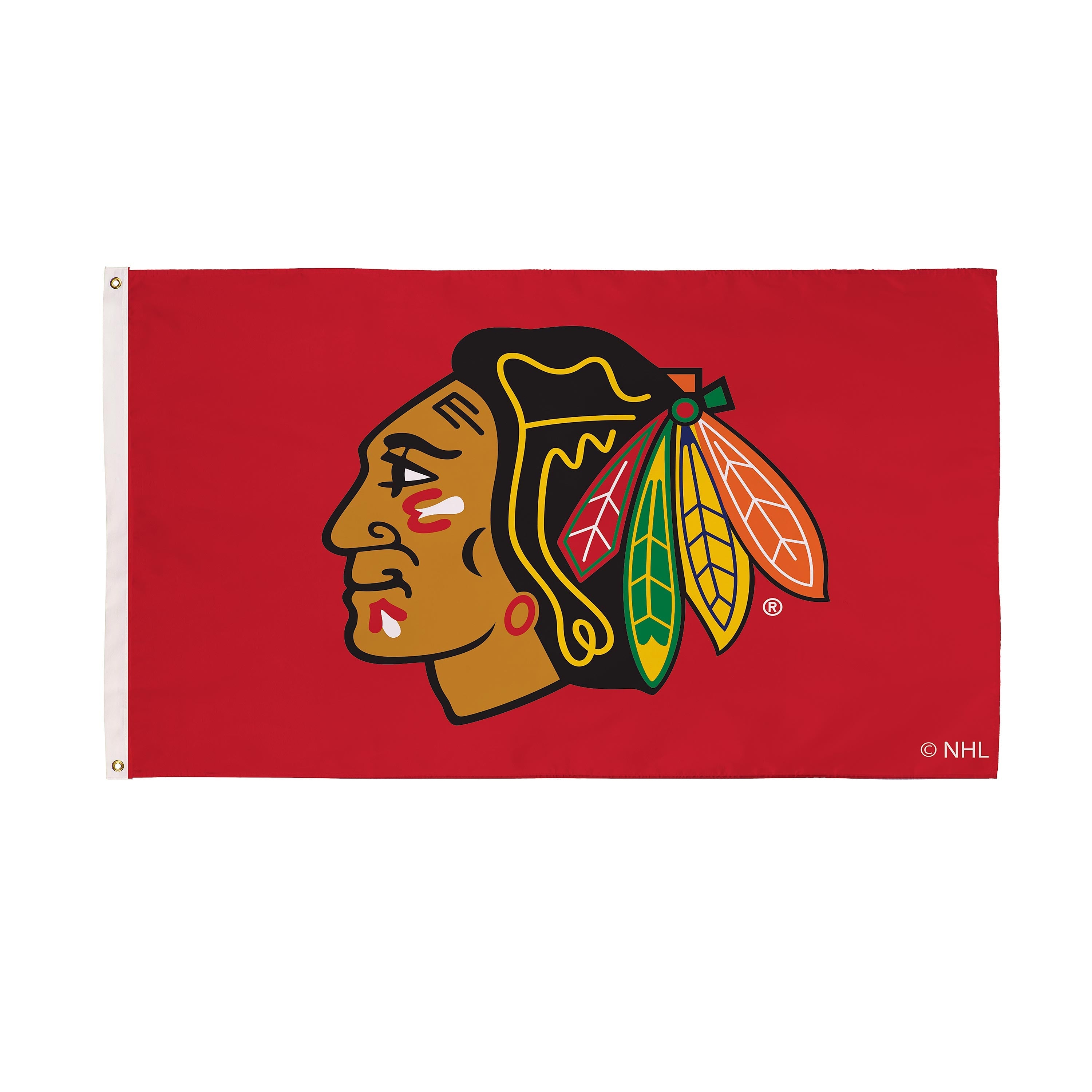 Chicago Blackhawks Single Sided Estate Flag with 2 Grommets, 3'x5' - Sports Gifts, Sports Memorabilia, Sports Collectibles, Fan Shop
