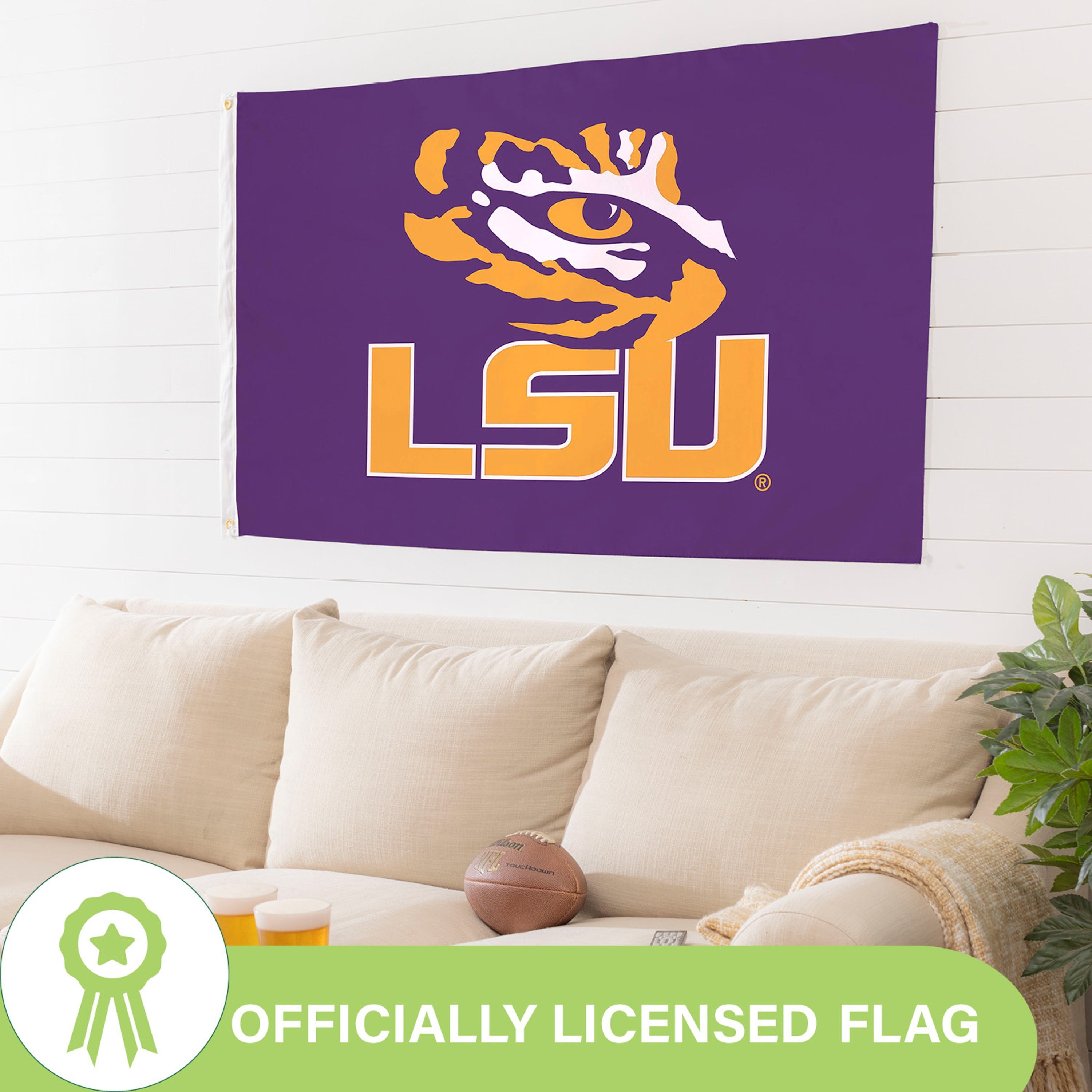 Louisiana State University Single Sided Estate Flag with 2 Grommets, 3'x5' - Sports Gifts, Sports Memorabilia, Sports Collectibles, Fan Shop