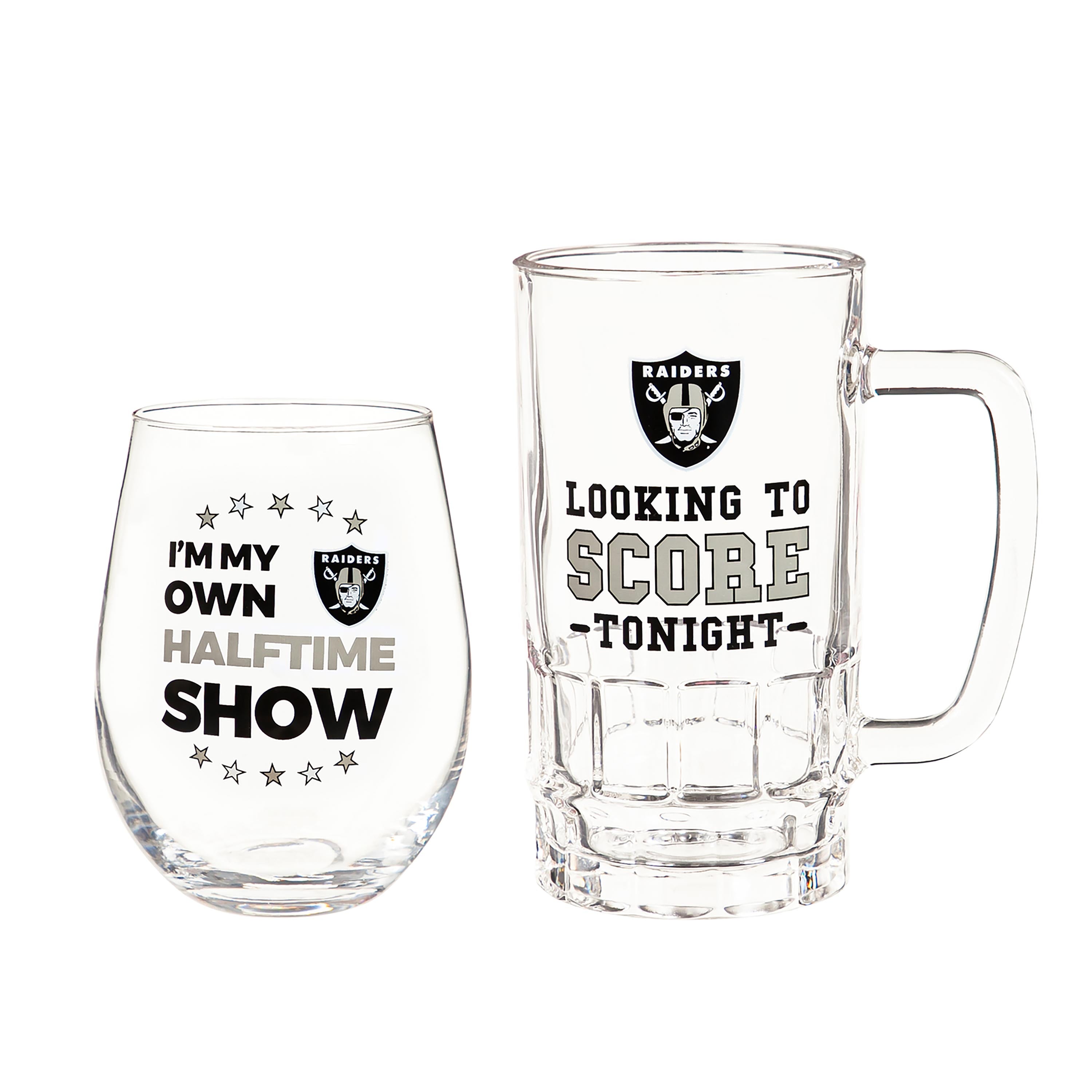 Las Vegas Raiders, Stemless 17OZ Wine & Beer 16 OZ Gift Set - Sports Collectibles, Sports Memorabilia, Sports Fan Shop, Sports Gifts