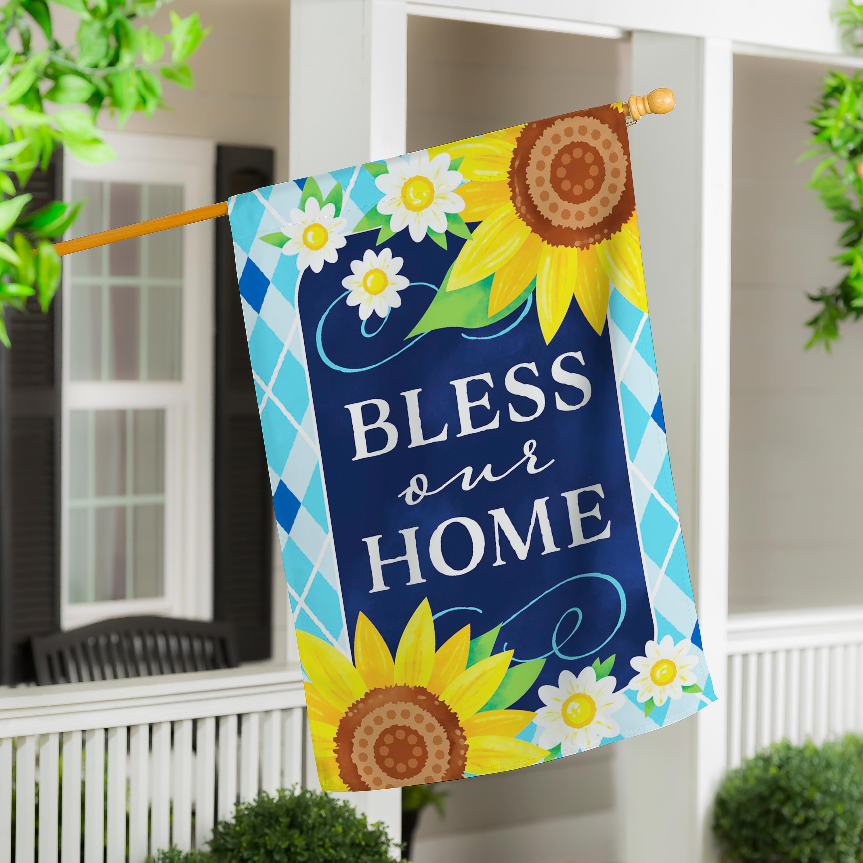 Bless Our Home Sunflowers Applique House Flag - Sports Collectibles, Sports Memorabilia, Sports Fan Shop, Sports Gifts