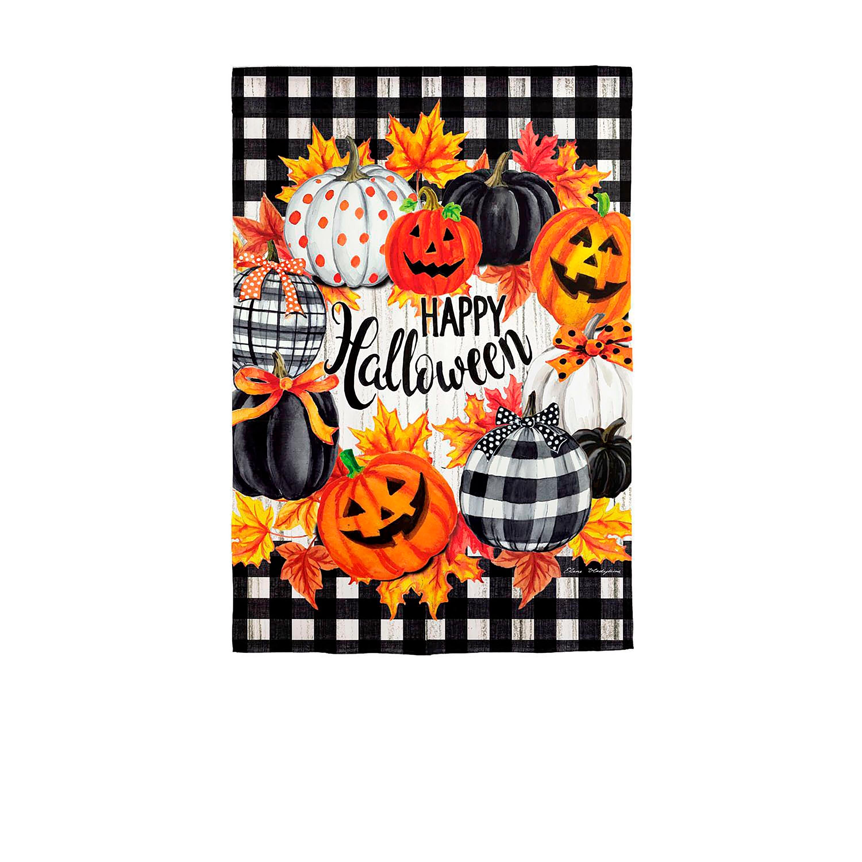 Halloween Pumpkin Wreath House Suede Flag - Sports Collectibles, Sports Memorabilia, Sports Fan Shop, Sports Gifts