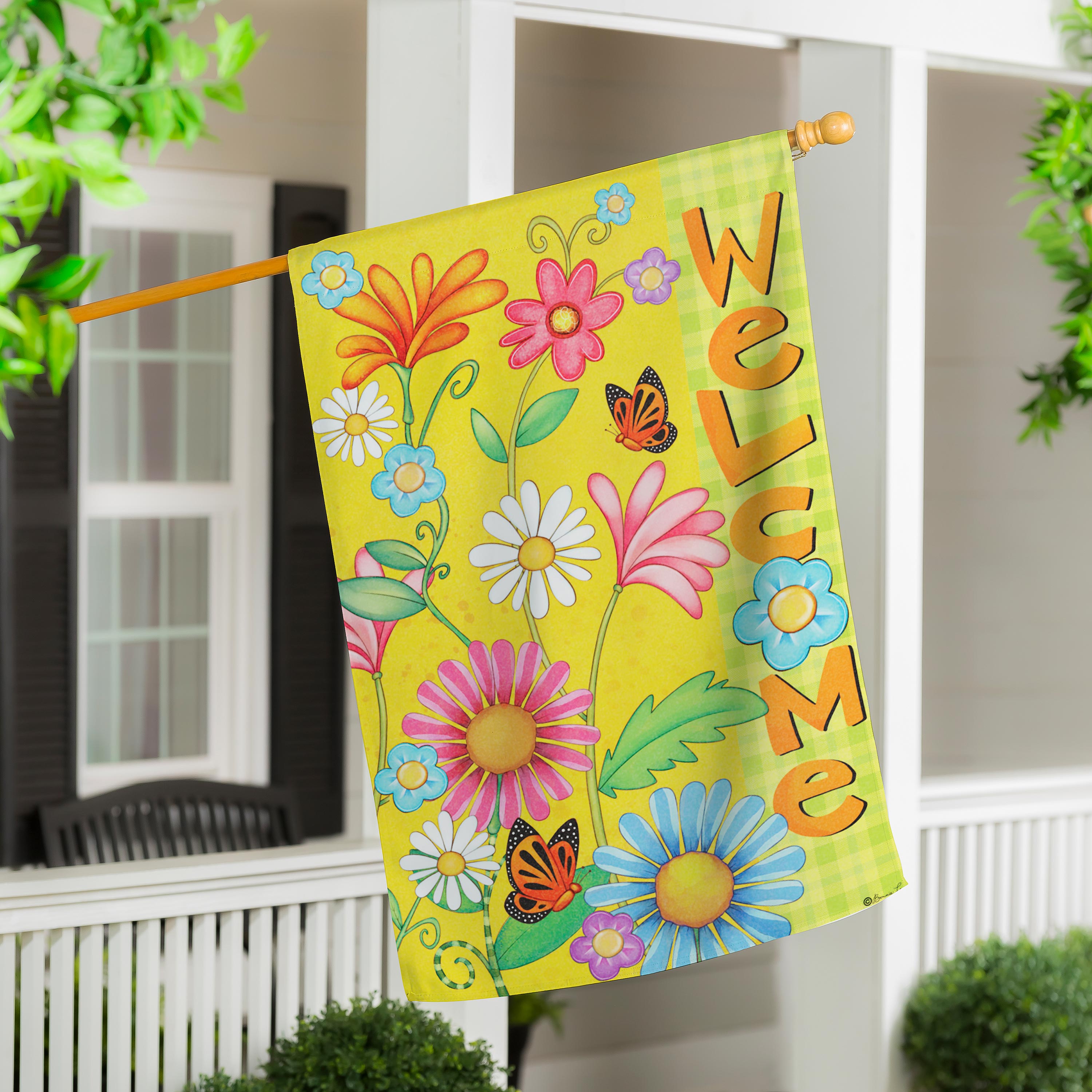 Welcome Spring Suede House Flag - Sports Collectibles, Sports Memorabilia, Sports Fan Shop, Sports Gifts