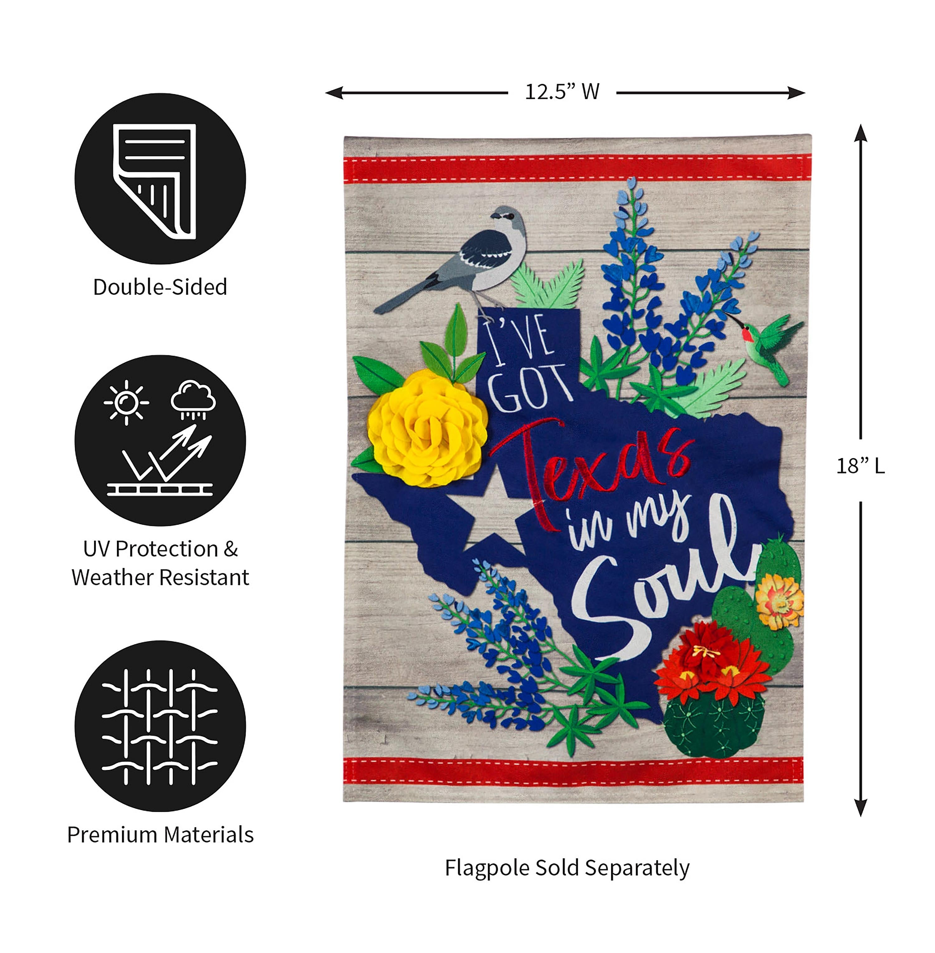 Texas In My Soul Garden Linen Flag - Sports Collectibles, Sports Memorabilia, Sports Fan Shop, Sports Gifts