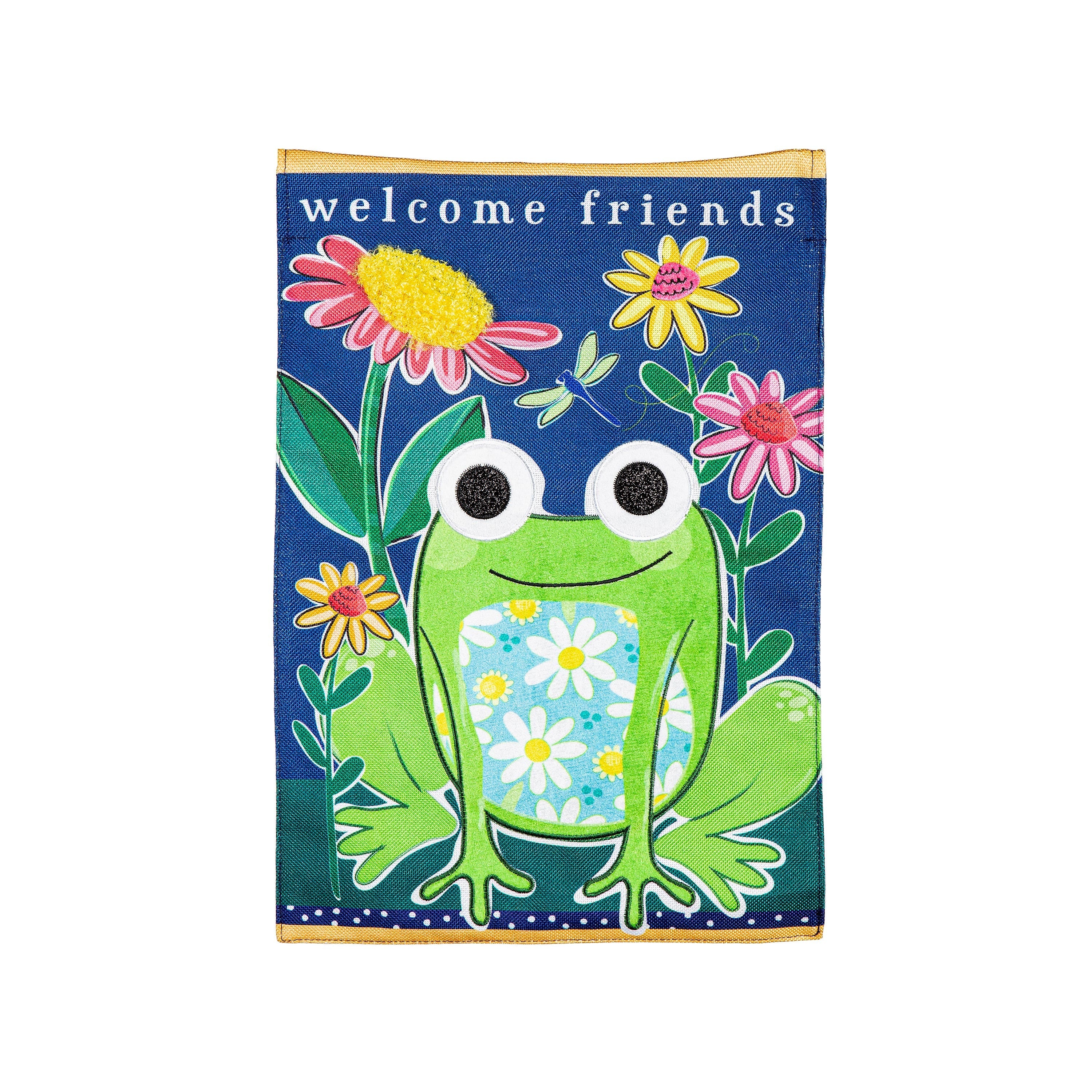 Welcome Friends Frog Burlap Garden Flag - Sports Collectibles, Sports Memorabilia, Sports Fan Shop, Sports Gifts