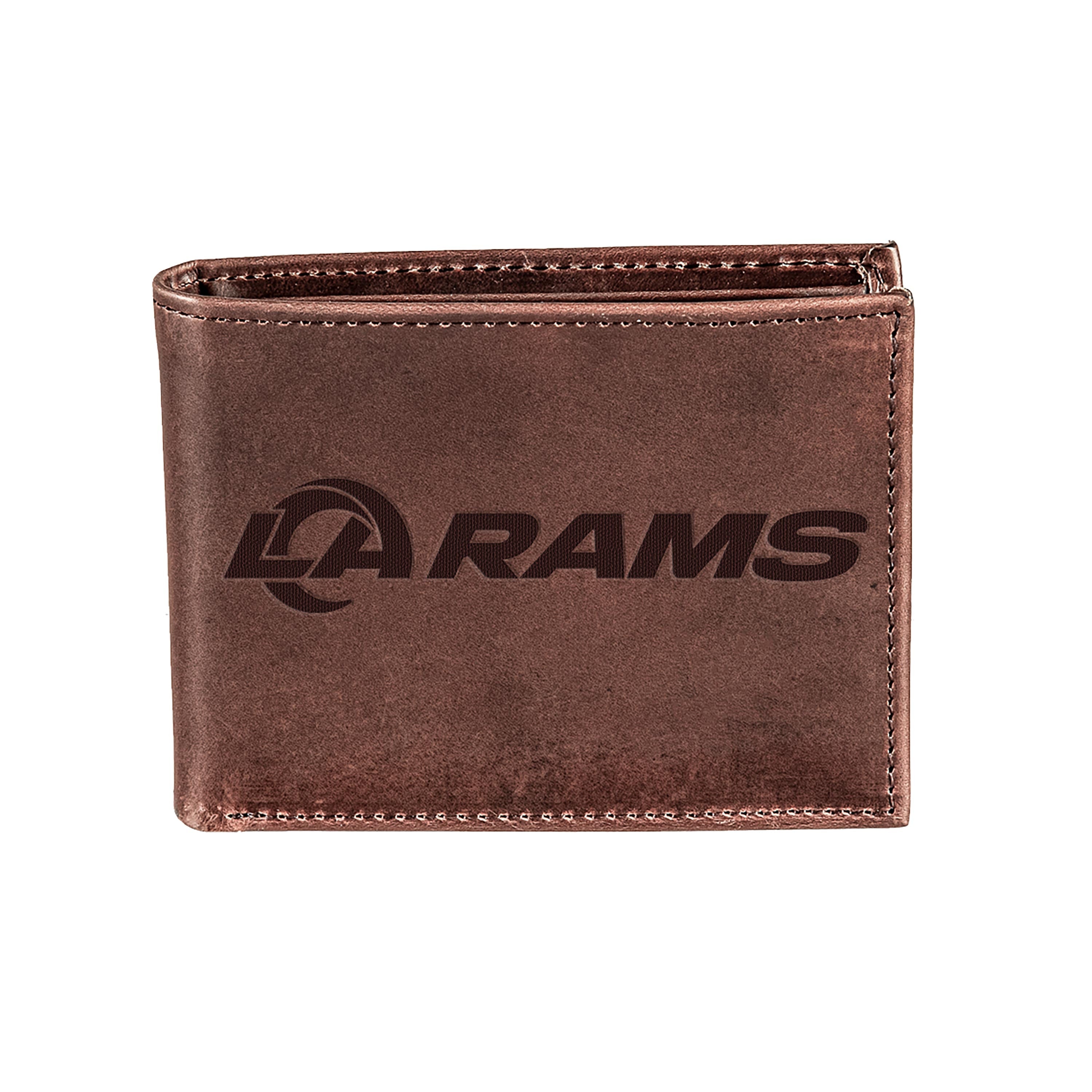 Los Angeles Rams, Bi-Fold Wallet, Brown, CH, 100% Genuine Leather - Sports Collectibles, Sports Memorabilia, Sports Fan Shop, Sports Gifts