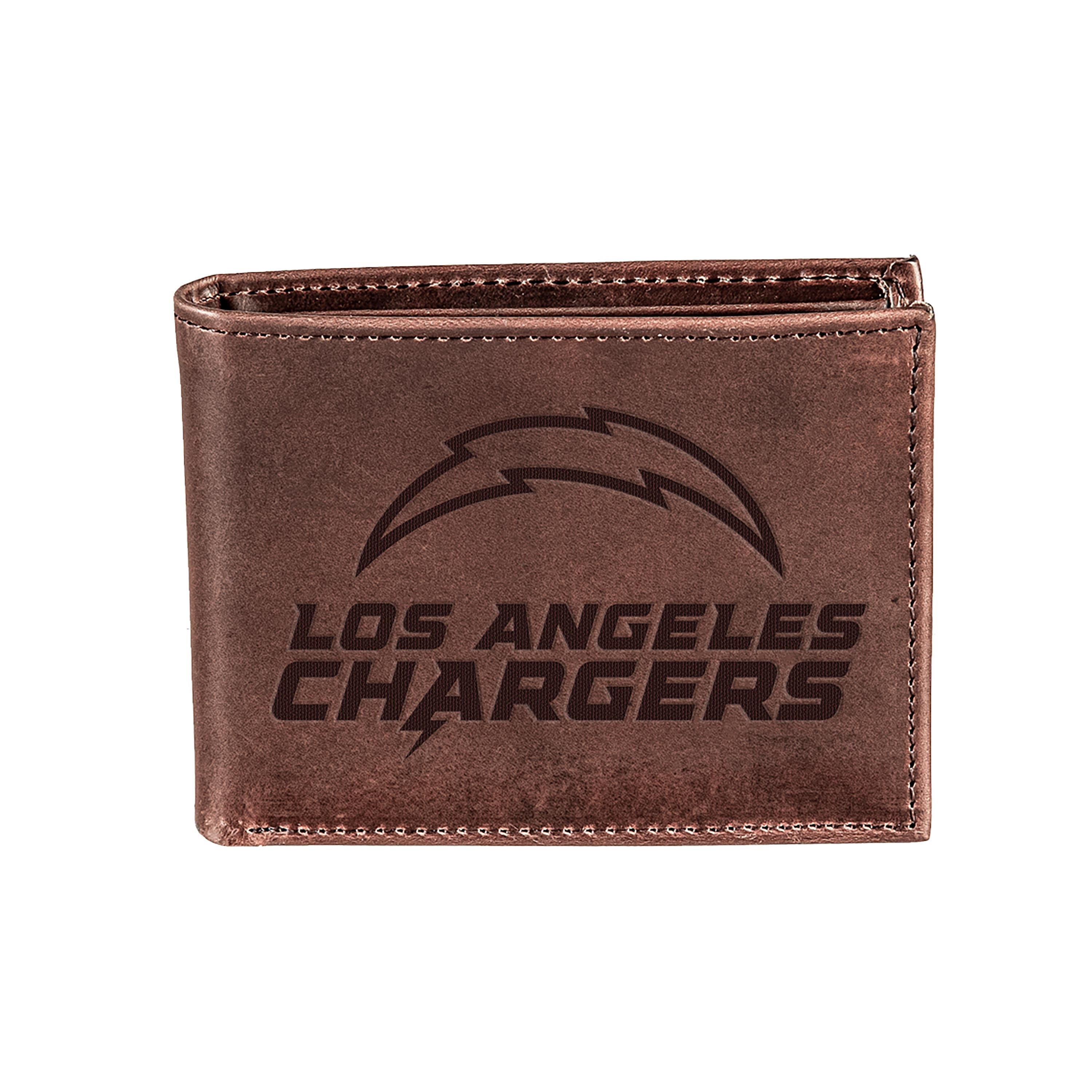 Los Angeles Chargers, Bi-Fold Wallet, Brown, CH, 100% Genuine Leather - Sports Collectibles, Sports Memorabilia, Sports Fan Shop, Sports Gifts