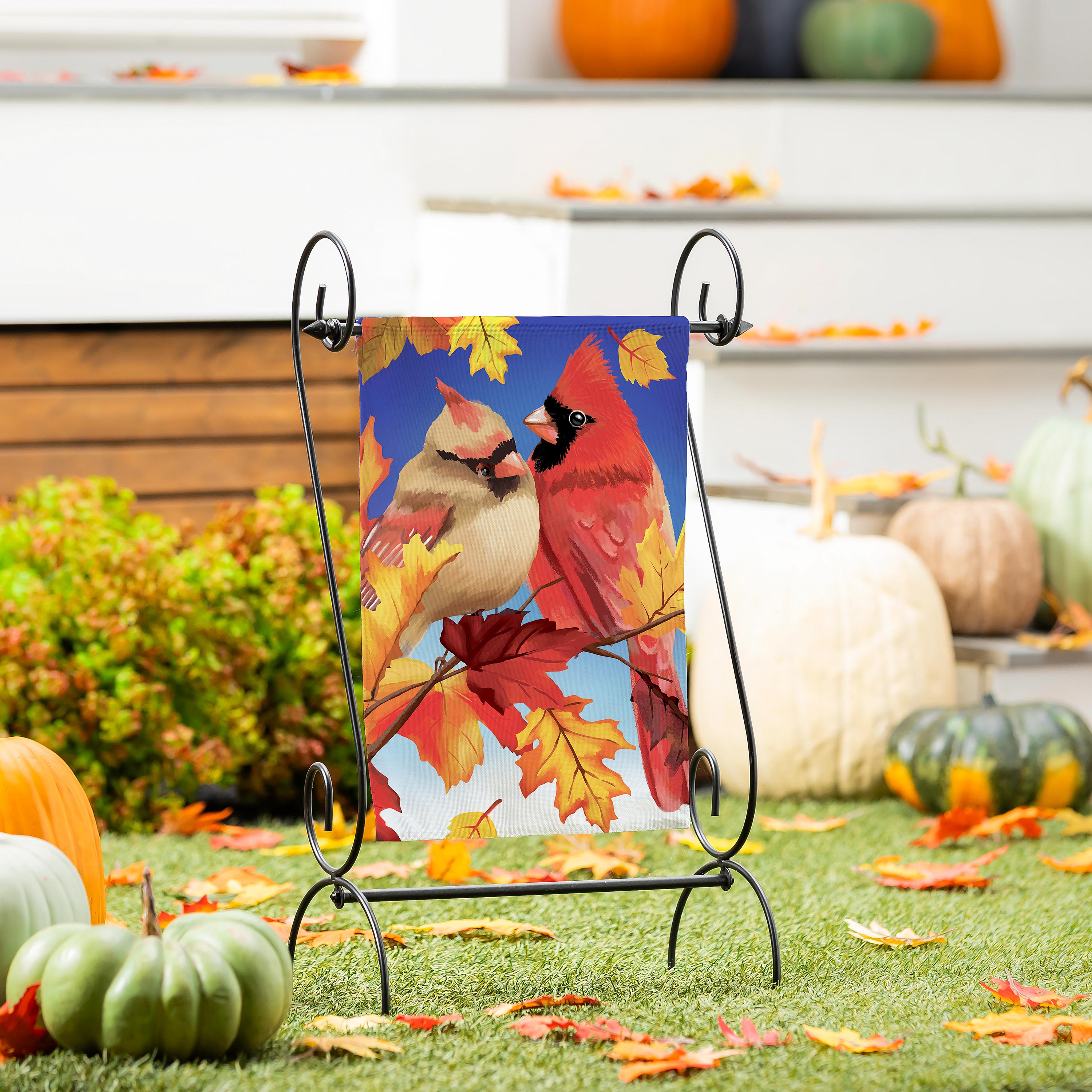 Couple Of Fall Cardinals Burlap Garden Flag - Sports Collectibles, Sports Memorabilia, Sports Fan Shop, Sports Gifts