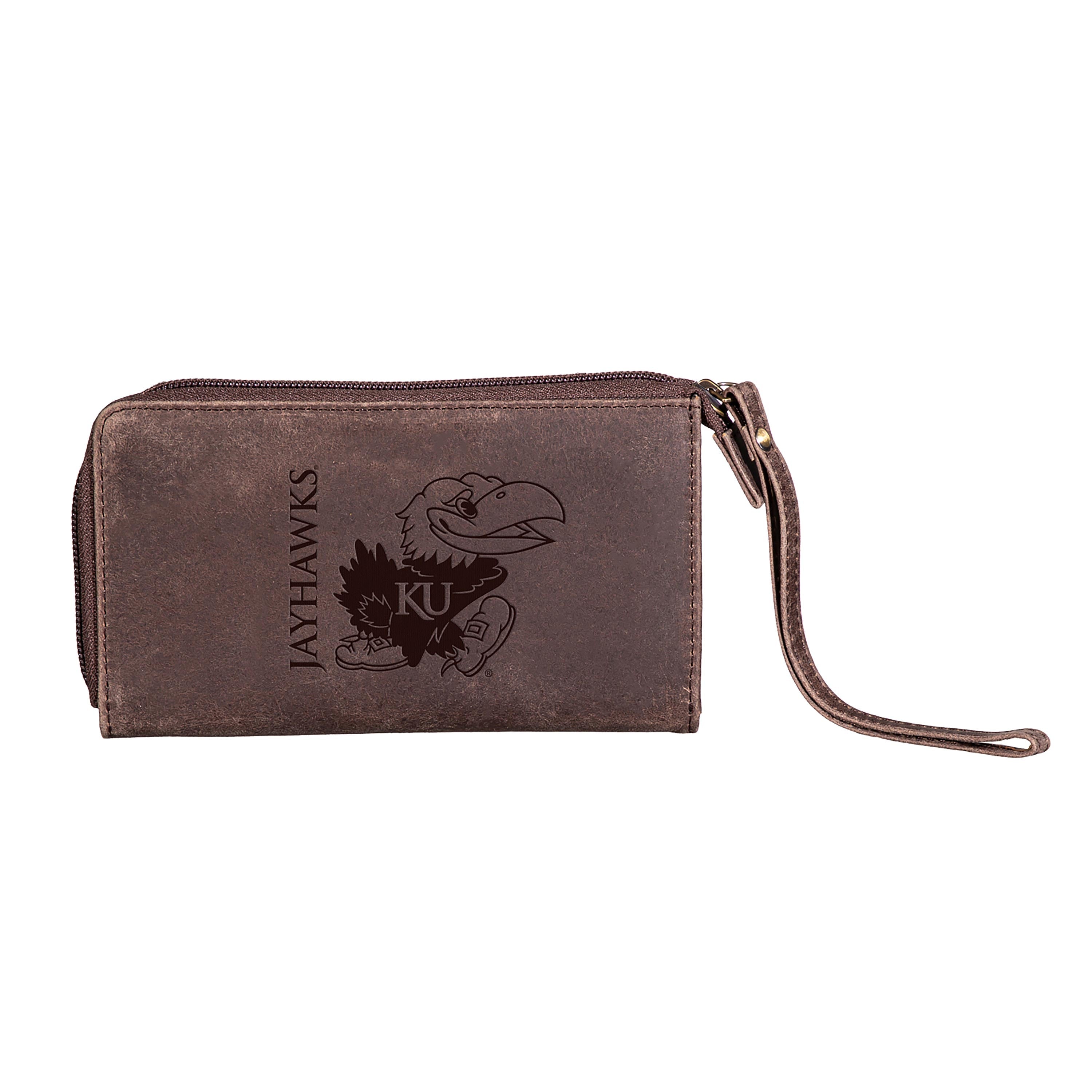 Wristlet Wallet, Brown, University of Kansas - Sports Collectibles, Sports Memorabilia, Sports Fan Shop, Sports Gifts