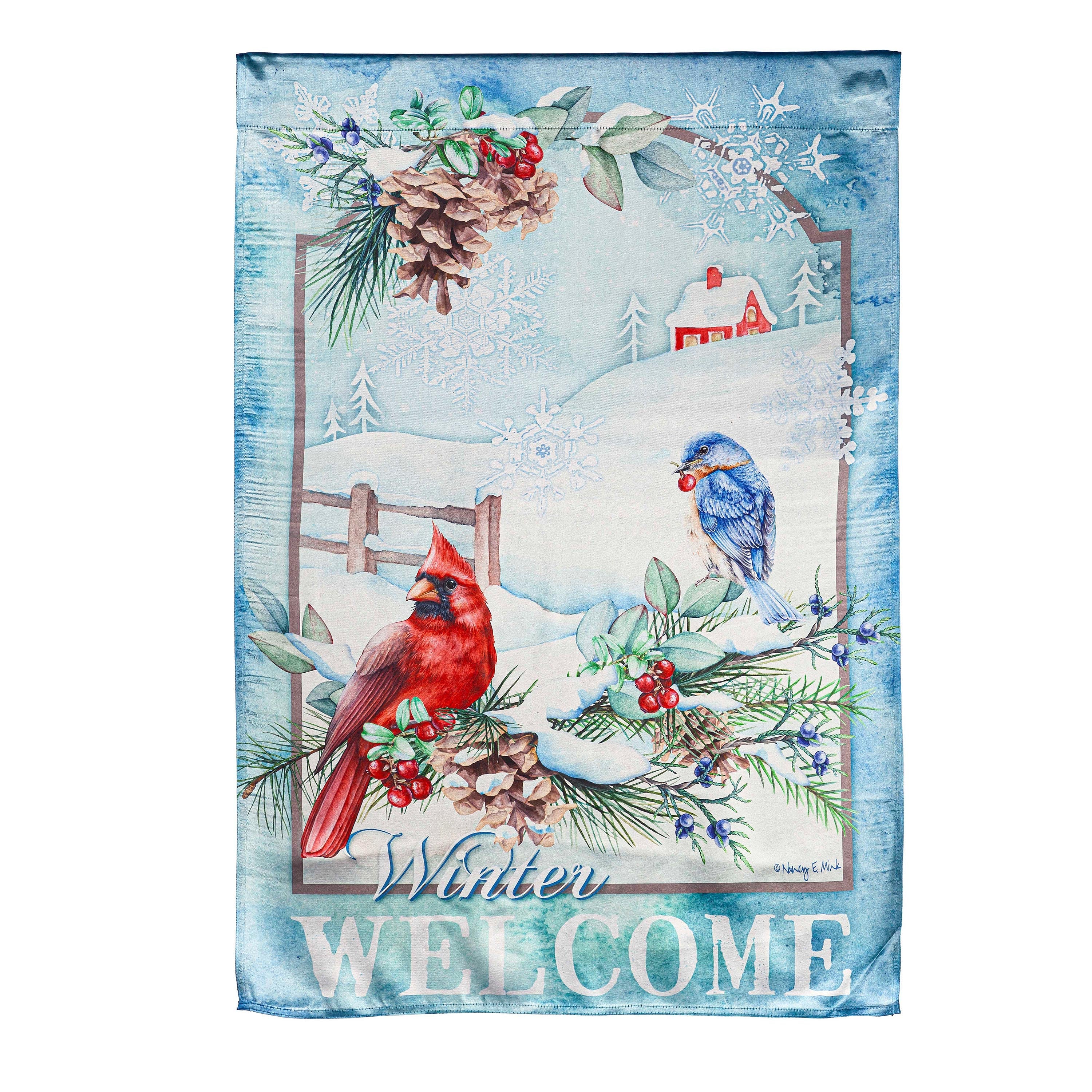 Snow Country Birds Lustre House Flag - Sports Collectibles, Sports Memorabilia, Sports Fan Shop, Sports Gifts