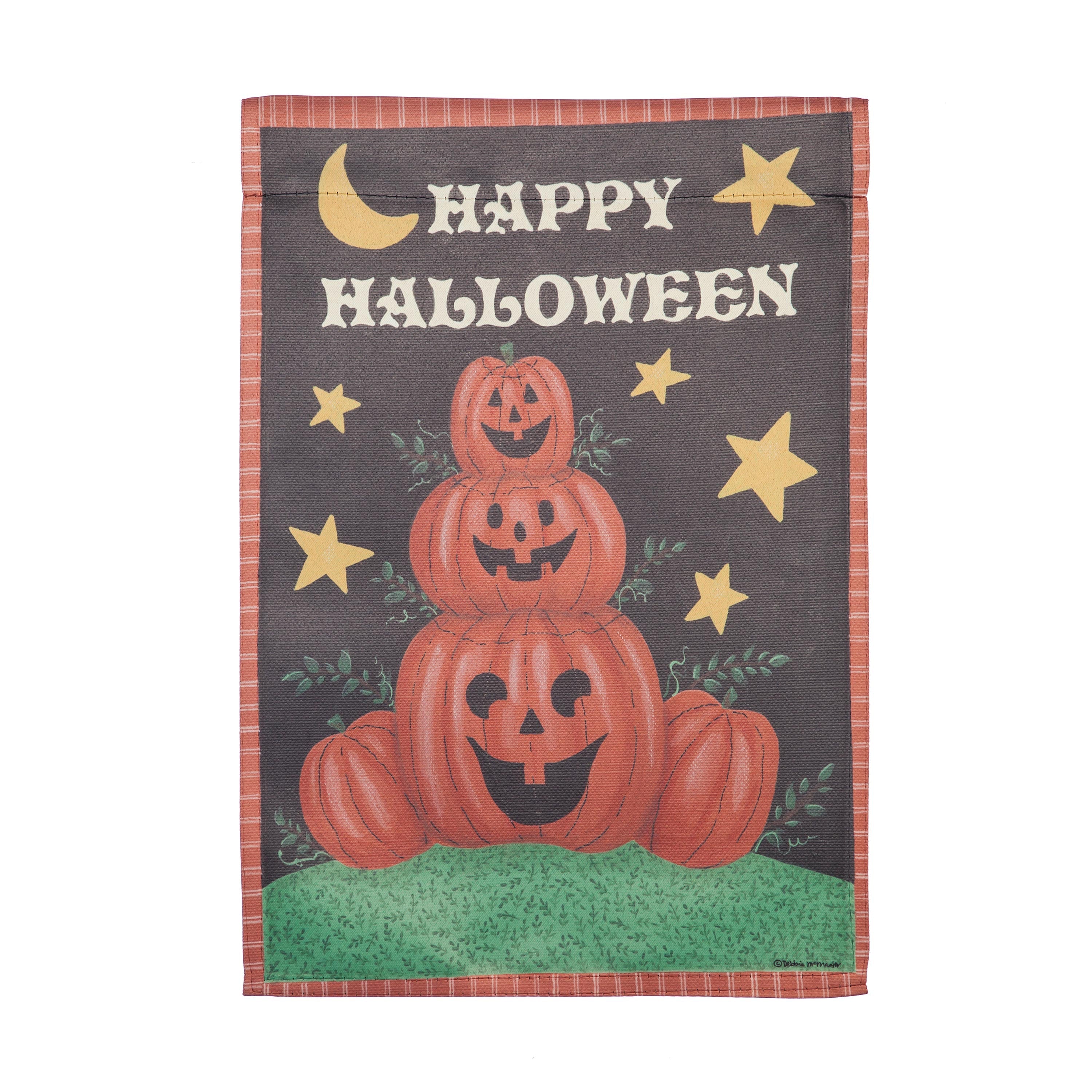 Halloween Jack-O-Lantern Stack Garden Suede Flag - Sports Collectibles, Sports Memorabilia, Sports Fan Shop, Sports Gifts