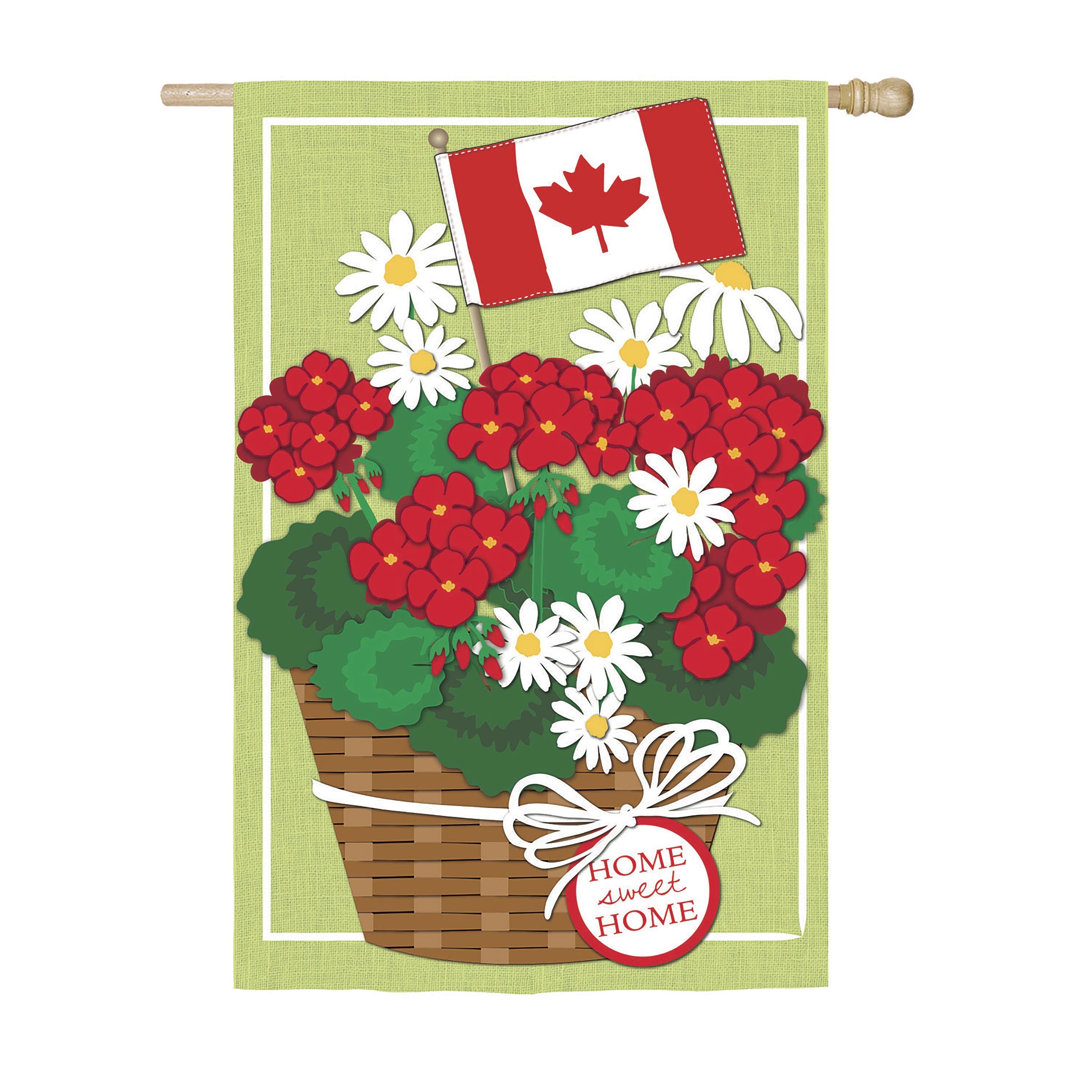 Canadian Patriotic Basket of Flowers House Linen Flag - Sports Collectibles, Sports Memorabilia, Sports Fan Shop, Sports Gifts