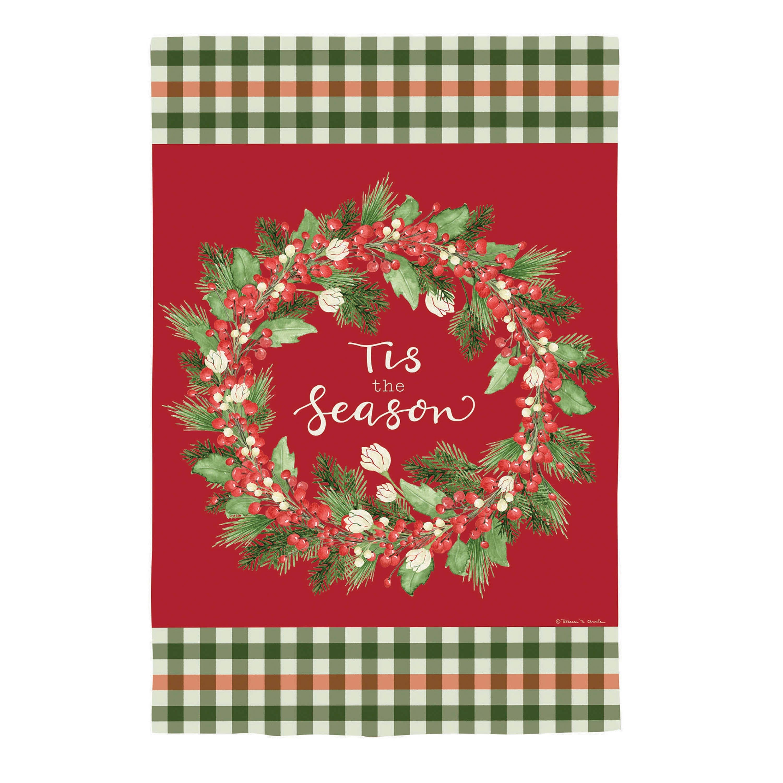 Tis the Season Wreath Burlap House Flag - Sports Collectibles, Sports Memorabilia, Sports Fan Shop, Sports Gifts