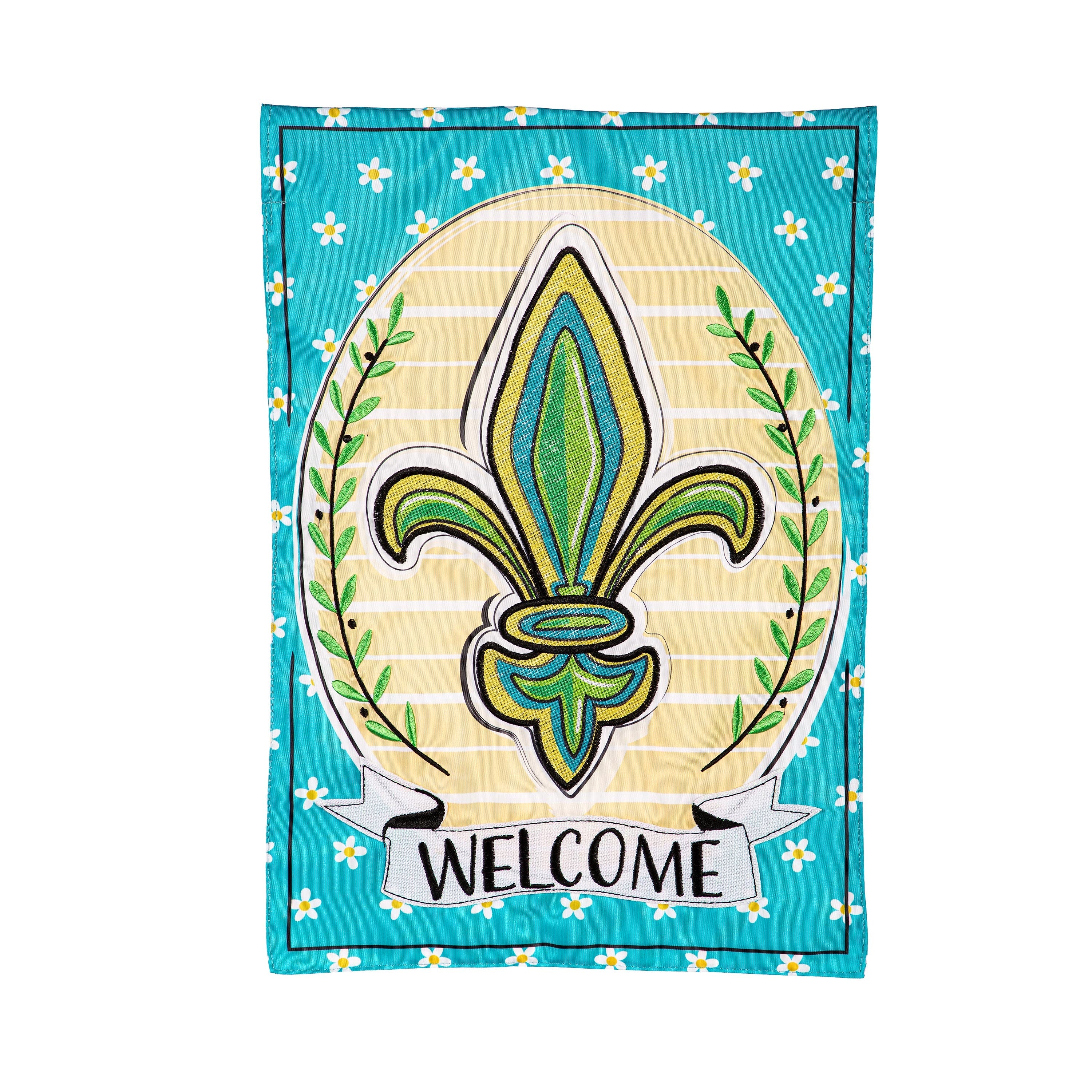 Fleur De Lis Welcome Applique Garden Flag - Sports Collectibles, Sports Memorabilia, Sports Fan Shop, Sports Gifts