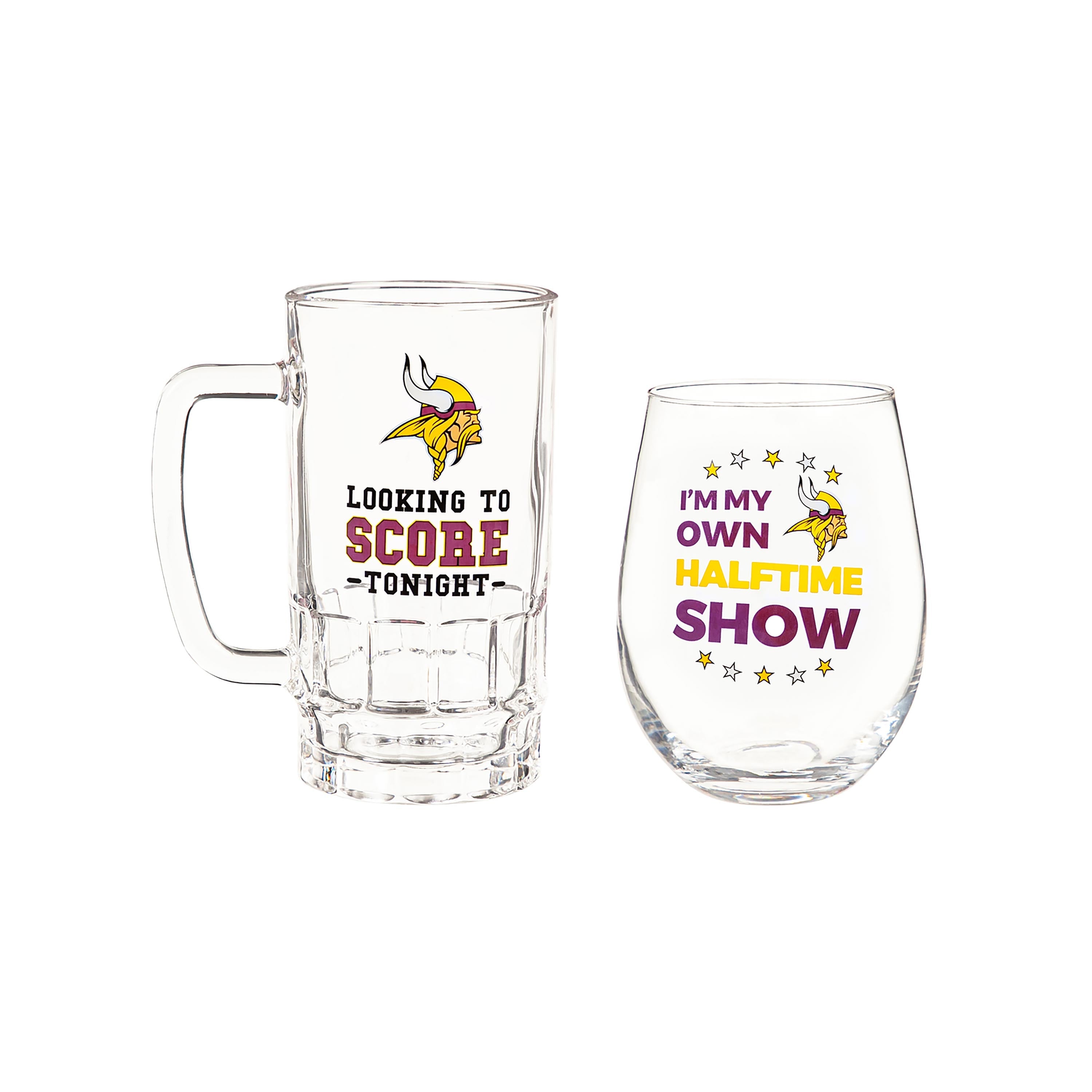 Minnesota Vikings, Stemless 17OZ Wine & Beer 16 OZ Gift Set - Sports Collectibles, Sports Memorabilia, Sports Fan Shop, Sports Gifts