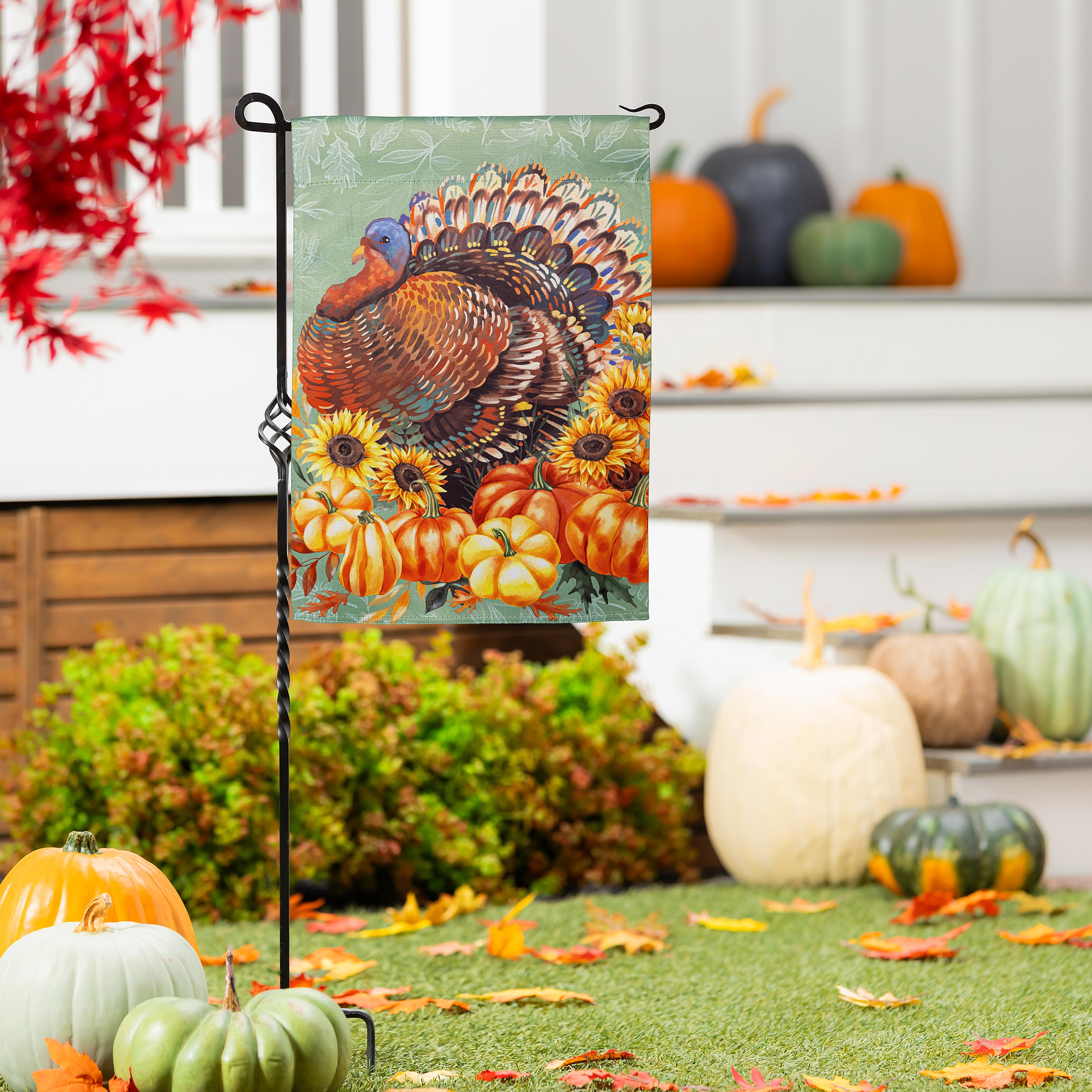 Grateful Gatherings Turkey Suede Garden Flag - Sports Collectibles, Sports Memorabilia, Sports Fan Shop, Sports Gifts